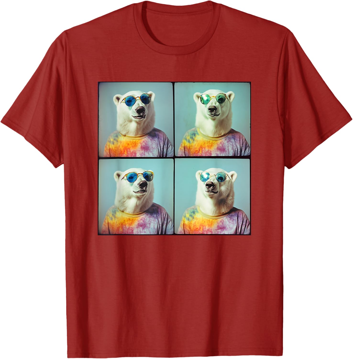 Colorful Tie Dye Polar Bear T-Shirt for Unique Hippie Style Fun - 15