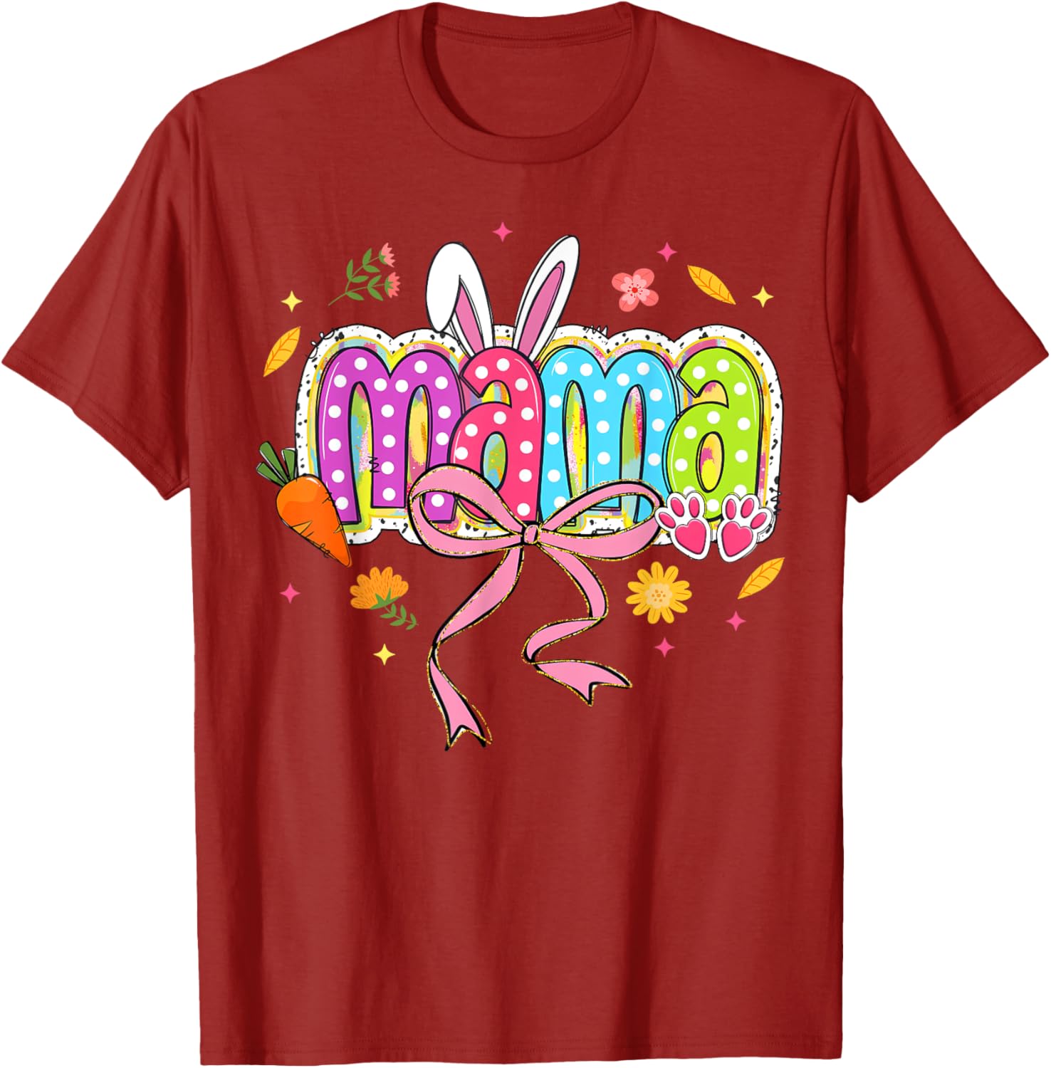 Boho Floral Coquette Bow Mama Bunny Easter Family T-Shirt for Moms - 6