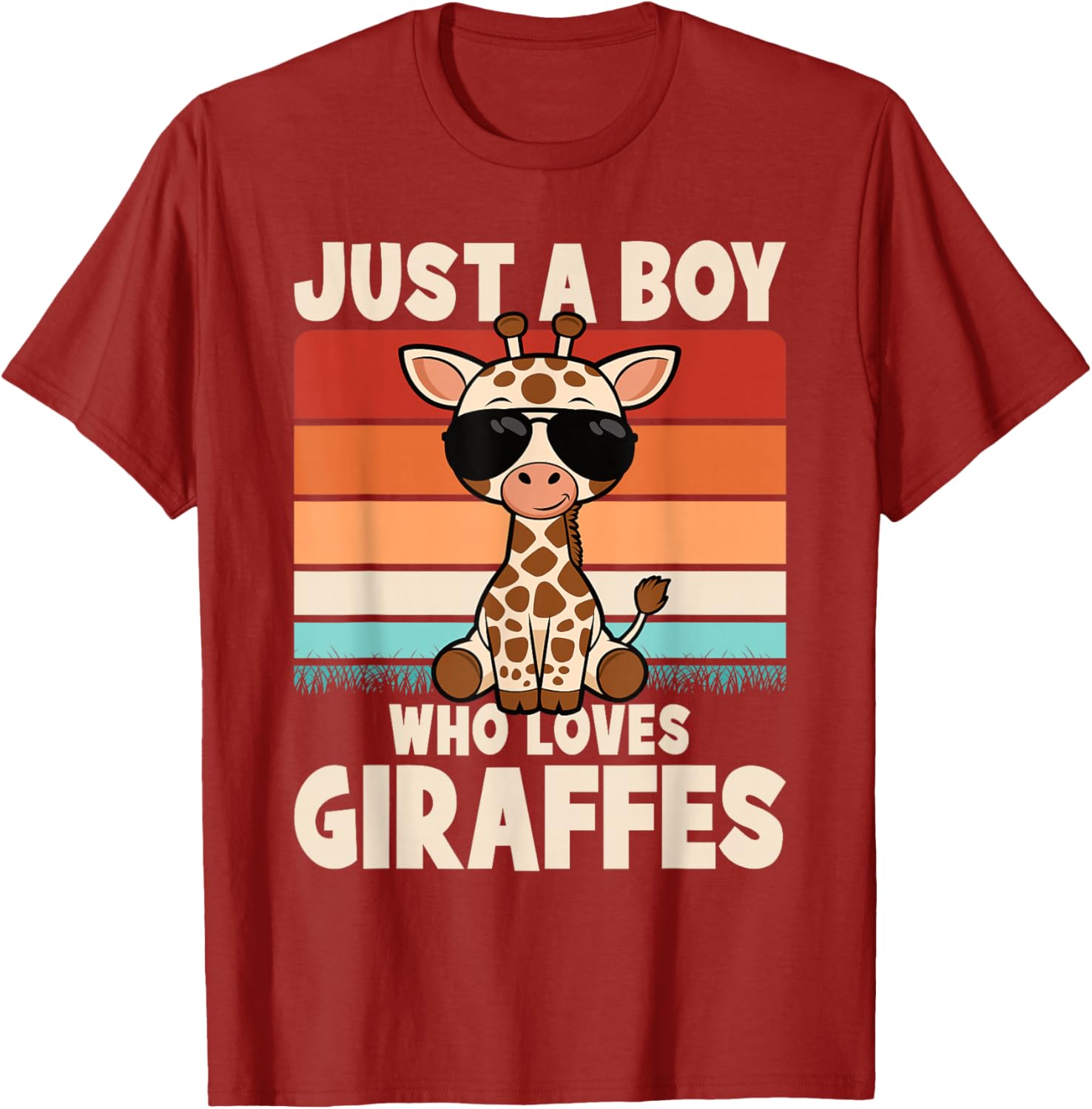 Just A Boy Who Loves Giraffes Retro Wild Animal Kids T-Shirt - 3