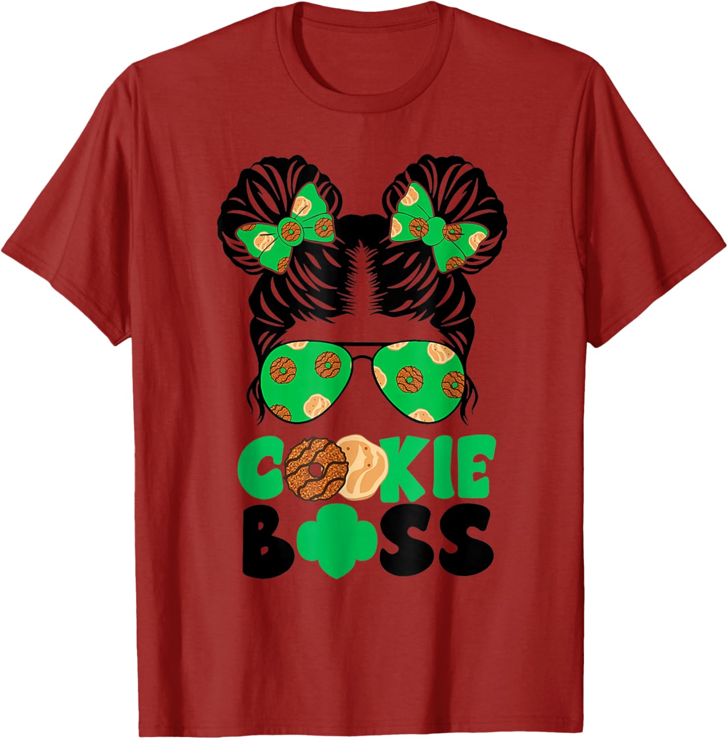 Scout Cookie Boss Girls Messy Bun Sunglasses T-Shirt for Kids - 14