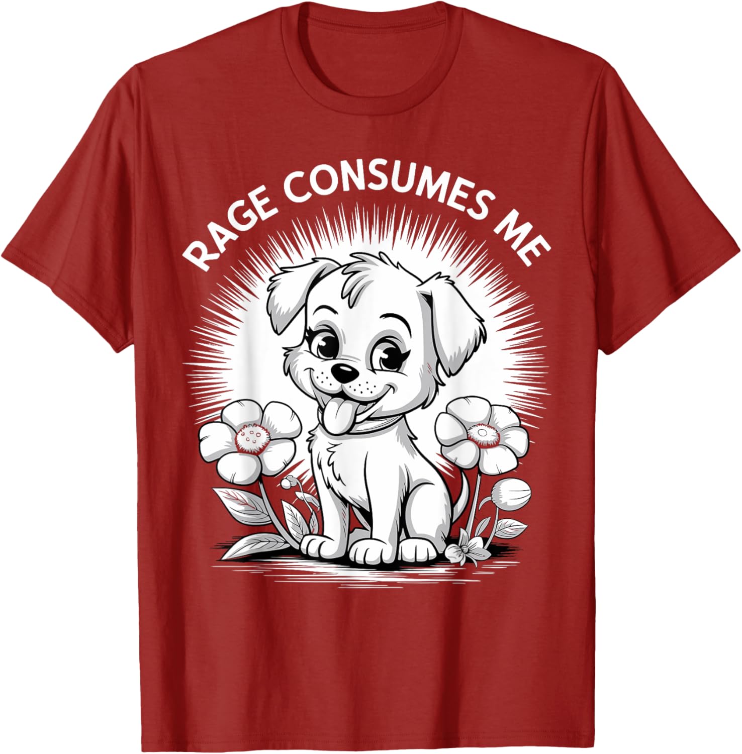 Cute Funny Puppy Rage Flower Meme Retro T-Shirt for Dog Lovers - 11