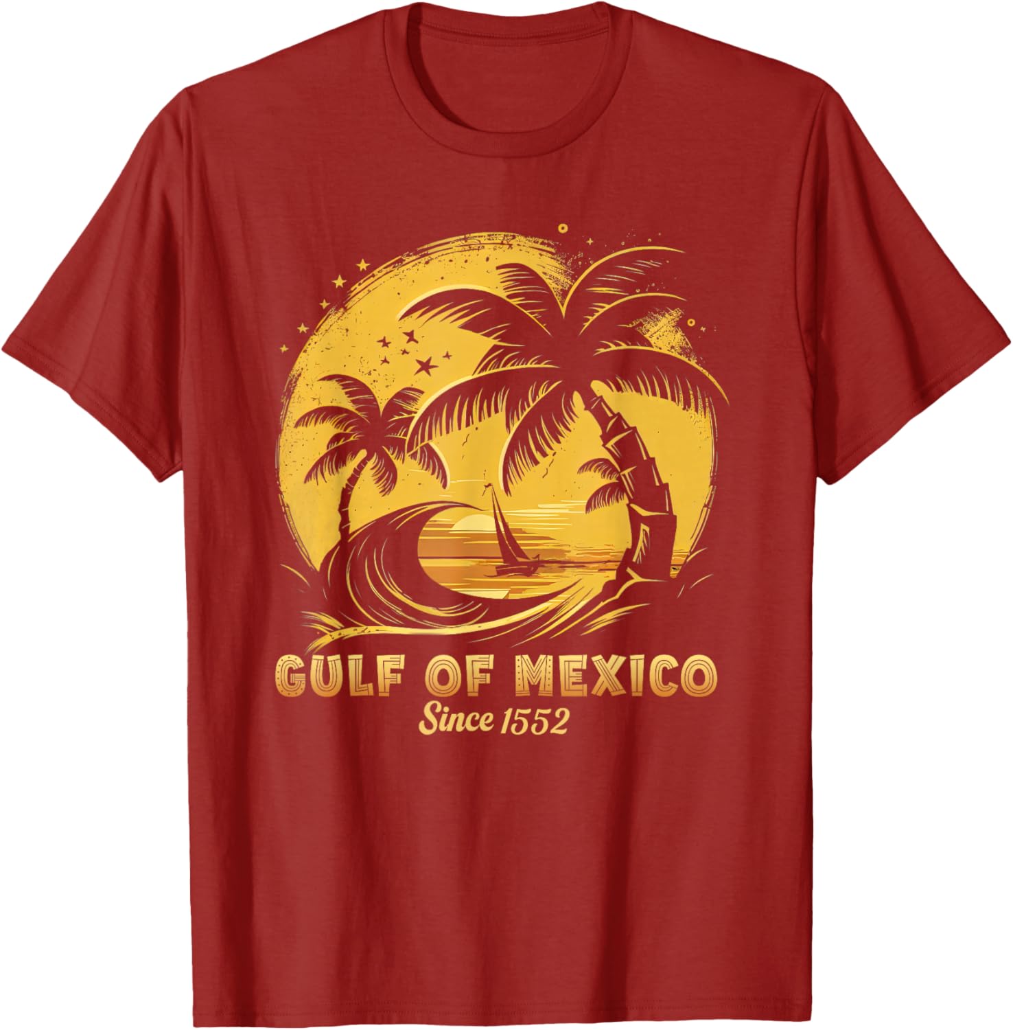 Gulf of Mexico T-Shirt with Palm Trees and Sailboat Design - 8