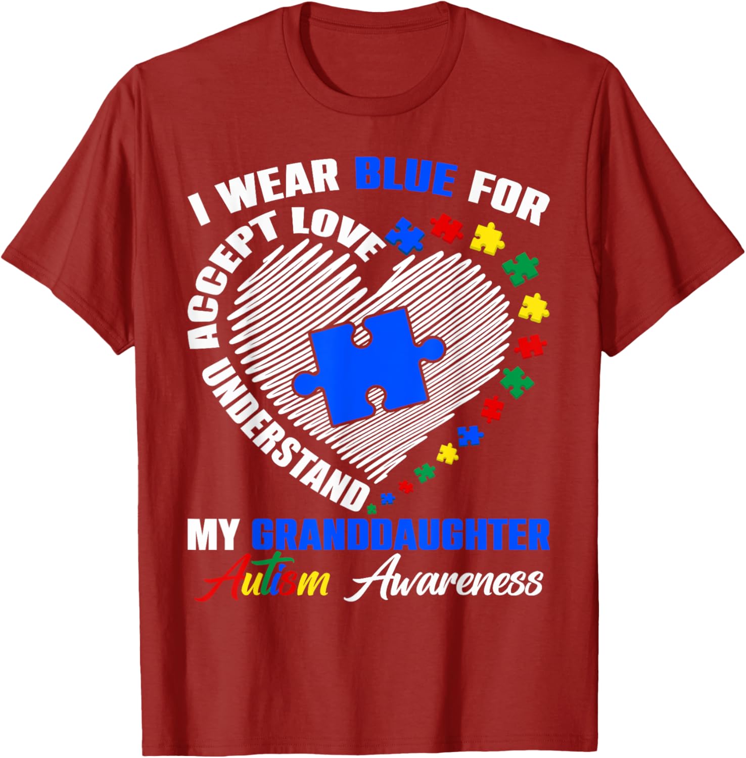 Blue Puzzle Pie T-Shirt for Autism Awareness - Perfect for Granddaughters - 2
