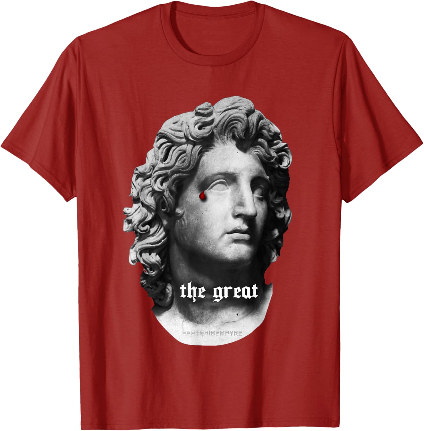 Alexander the Great Bust T-Shirt with Unique Bloody Teardrop Design - 3