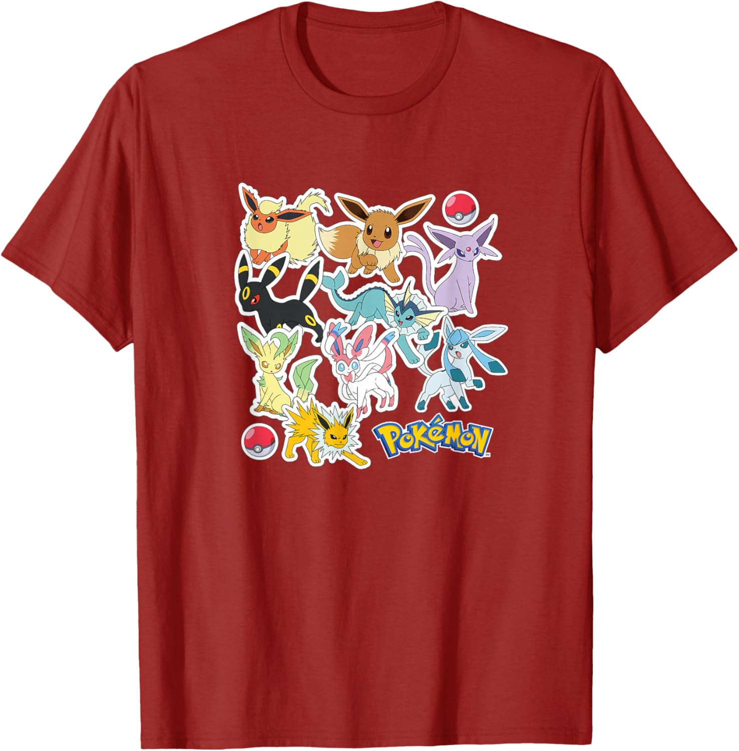 Eevee and Eeveelution Stickers T-Shirt for Pokémon Fans - Cool Apparel - 7