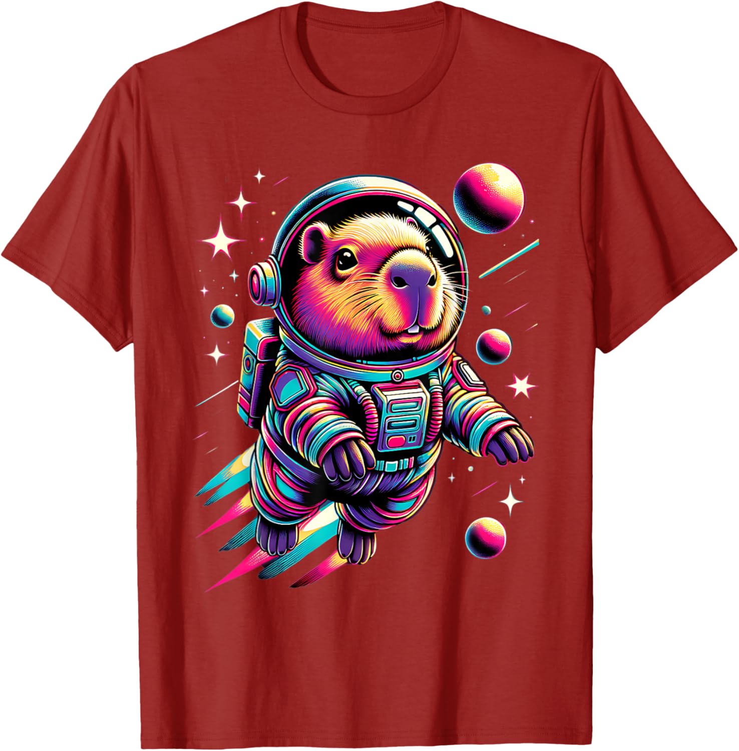 Adorable Space Capybara Astronaut T-Shirt for Animal Lovers - 17