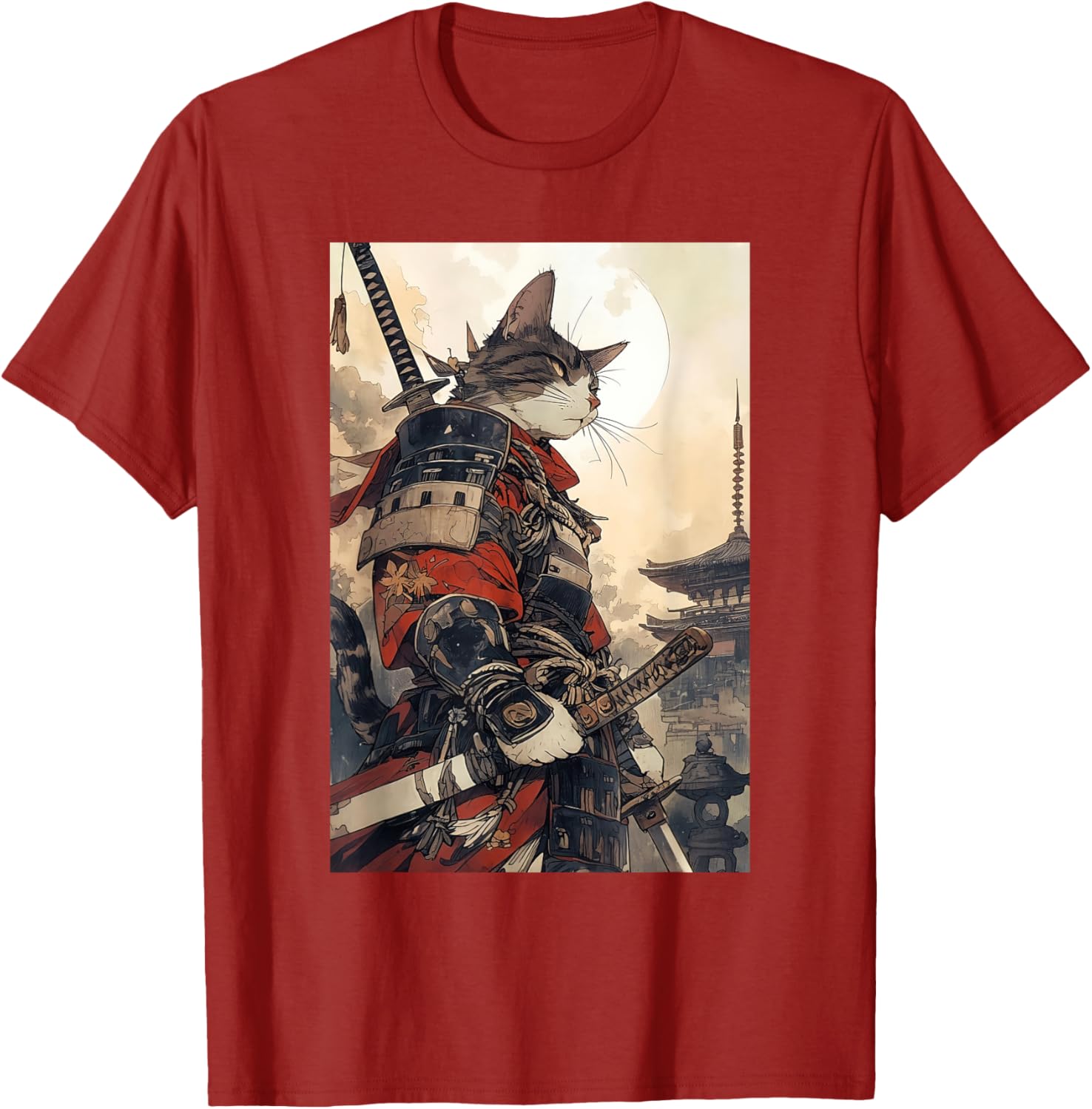 Samurai Cat Graphic Tee Vintage Japanese Art for Men, Women, Kids - 13