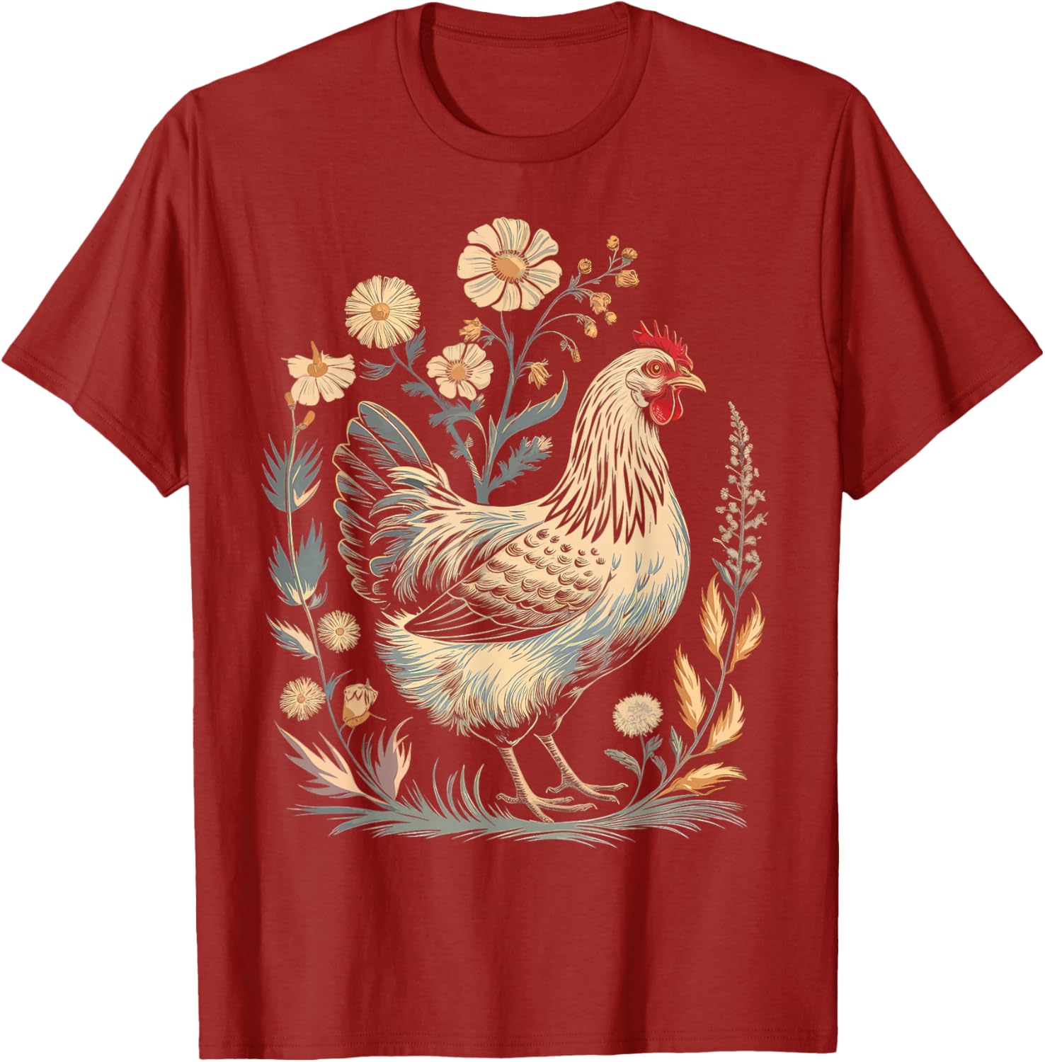 Colorful Chicken Floral Art T-Shirt for Women - Perfect for Farm Lovers - 14