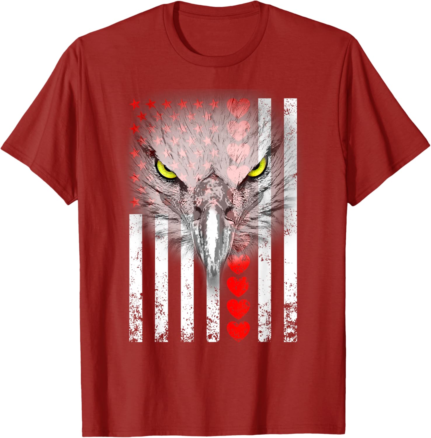 Happy Valentine's Day Eagle T-Shirt for Animal Lovers with Hearts & Flag - 1
