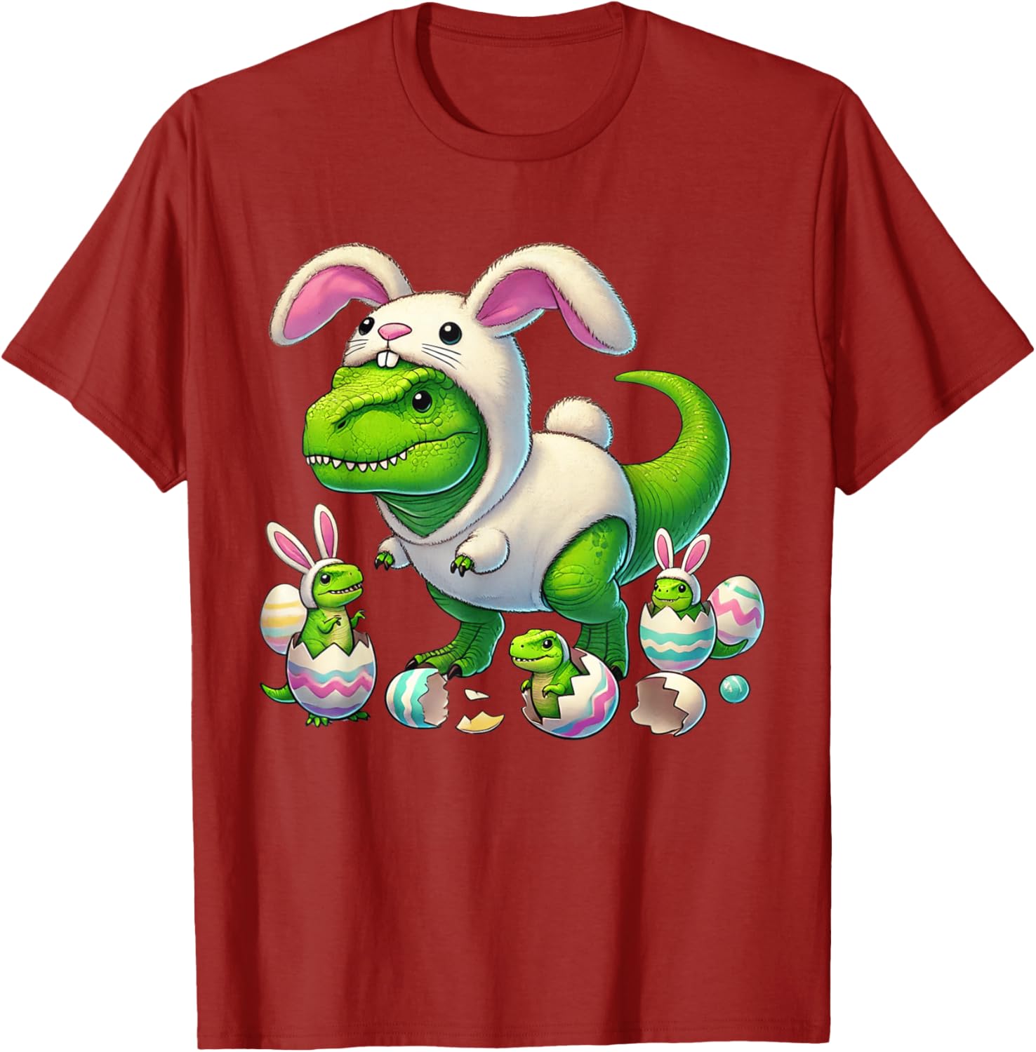 Funny Easter T-Rex Bunny Ears Kids T-Shirt for Boys - Dino Costume Delight - 1