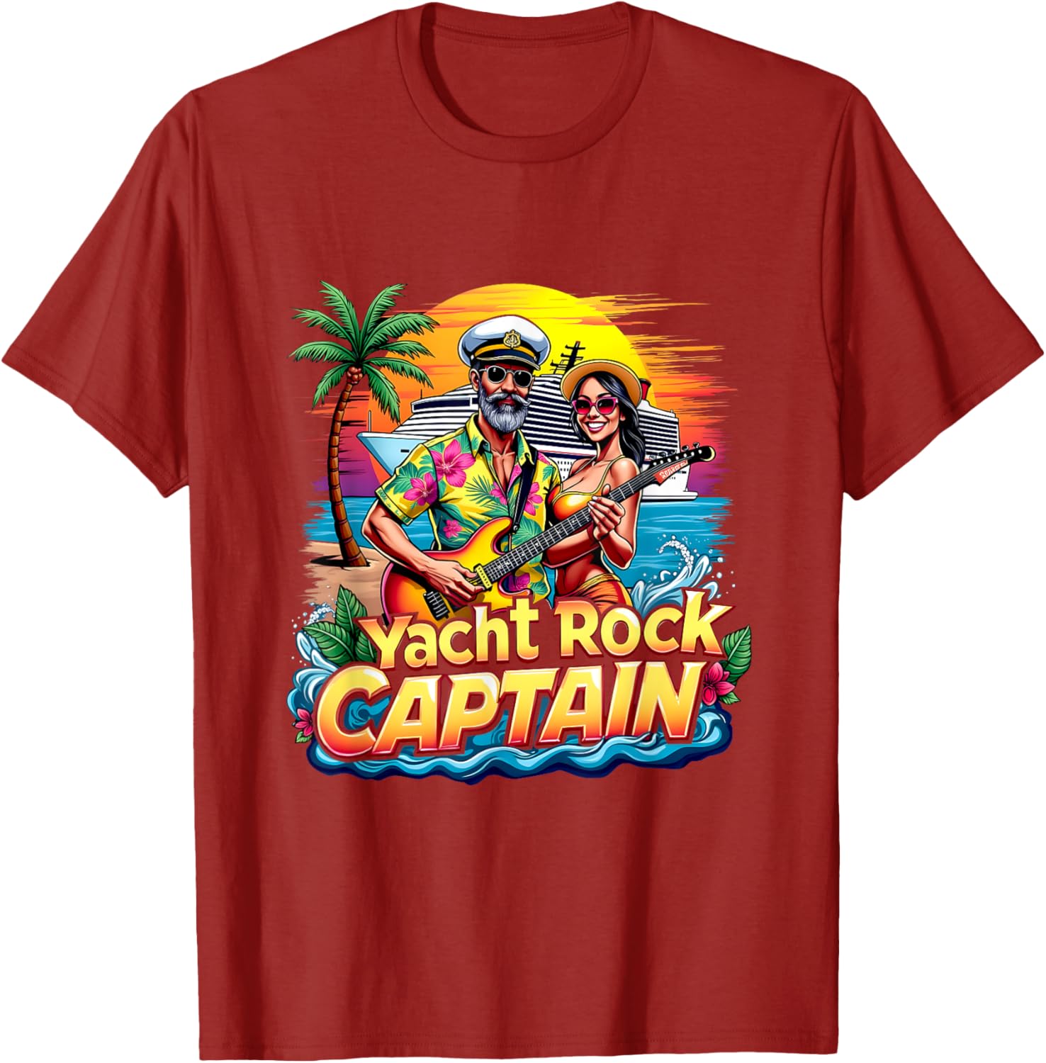 Retro Yacht Rock Captain Tropical Cruise Squad T-Shirt for Fun Parties - 18