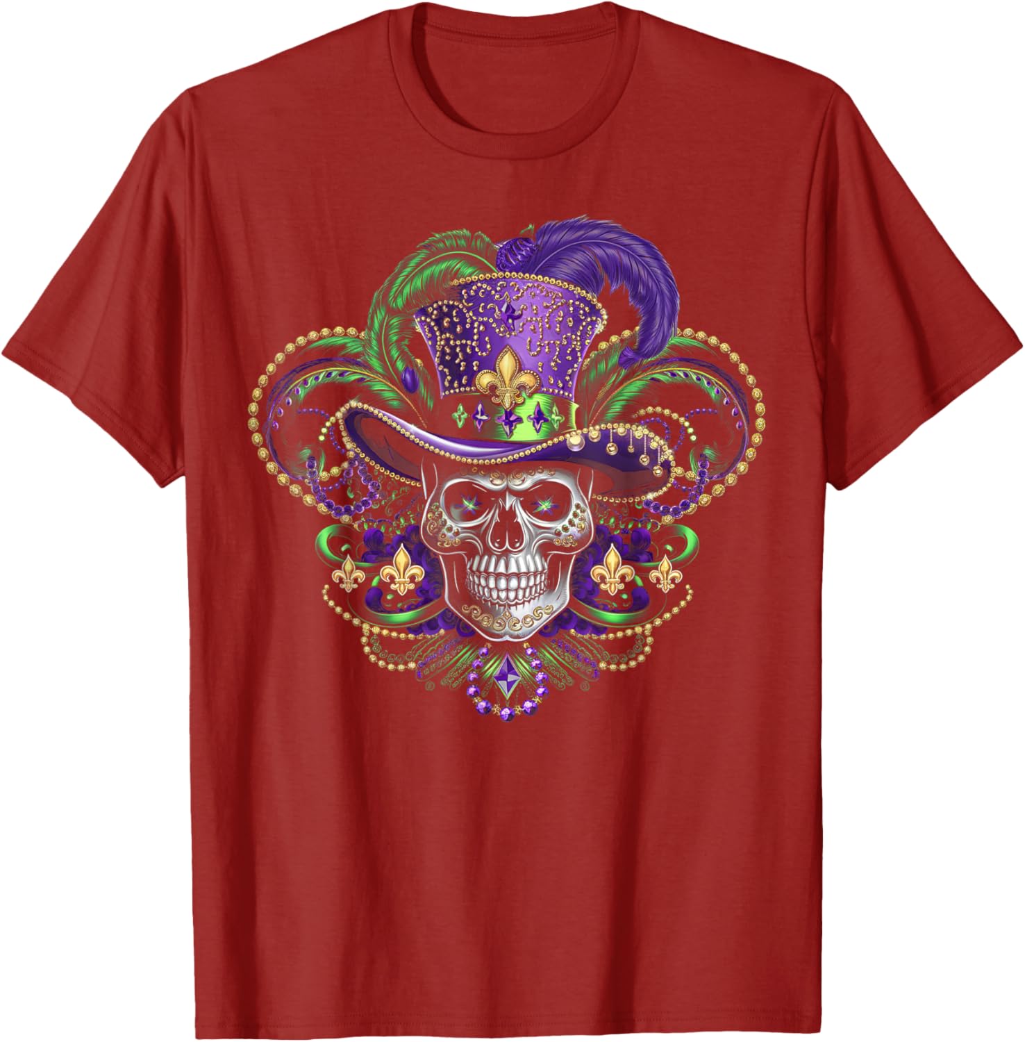 Vibrant Sugar Skull Witch T-Shirt for Mardi Gras and Halloween Fun - 8