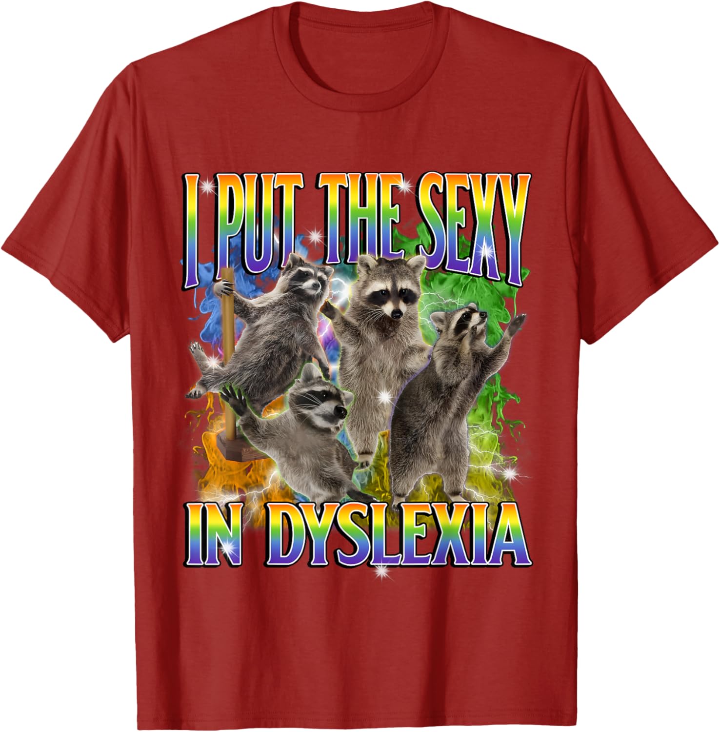 Funny Dyslexia Raccoon Meme T-Shirt – Unique and Unhinged Style - 6
