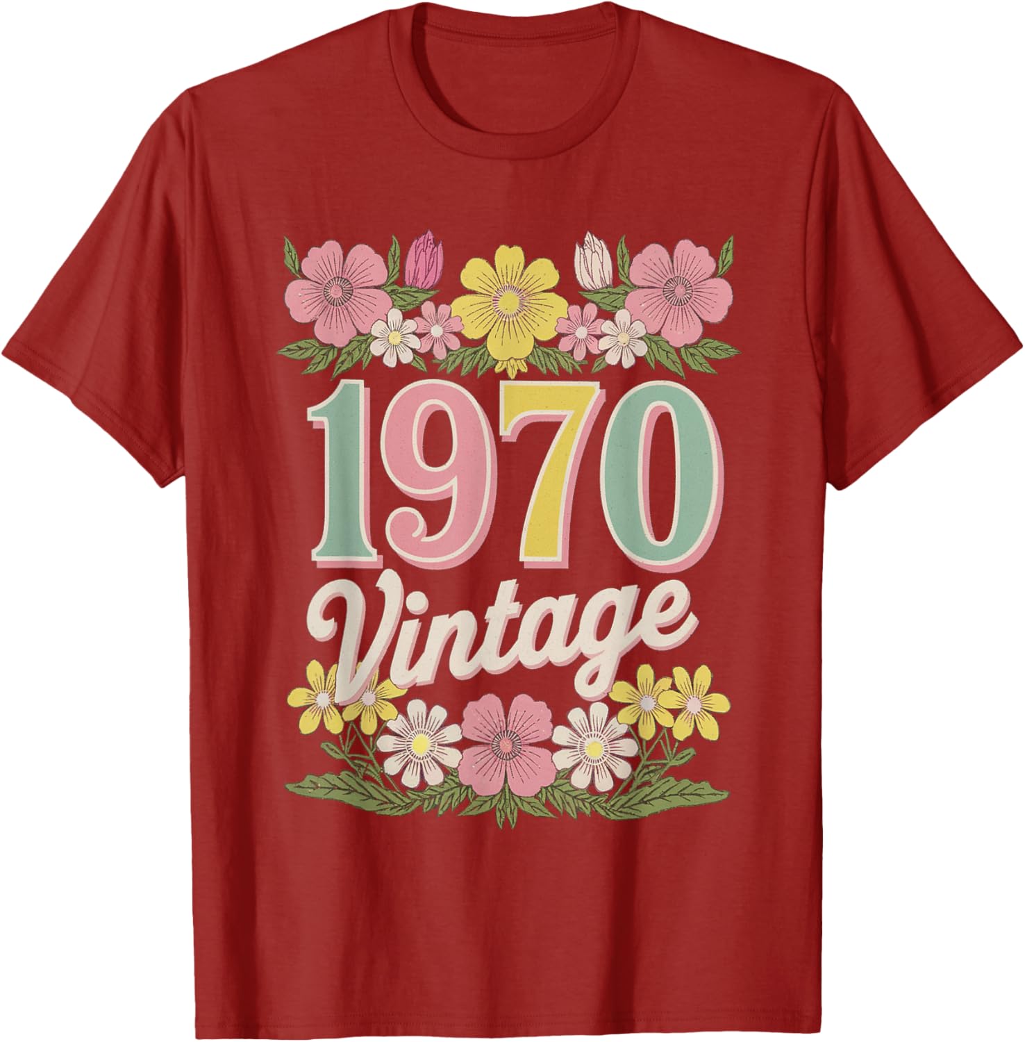 Vintage 1970 Retro Flower Birthday T-Shirt for Daughters and Women - 9