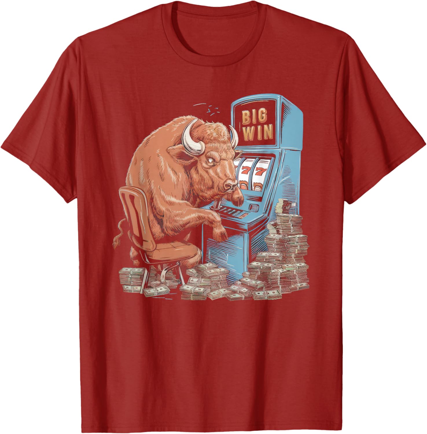 Lucky Buffalo Casino Slot Machine T-Shirt for Gamblers and Slots Fans - 8