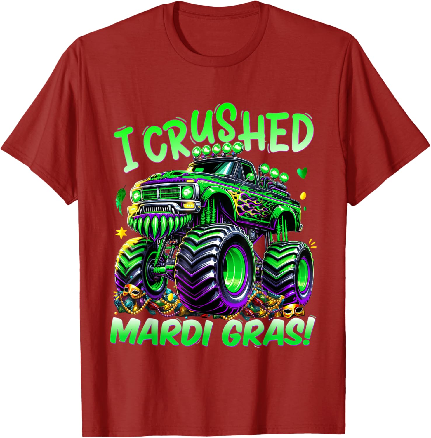 I Crushed Mardi Gras Monster Truck Tee for Boys and Kids Fun Shirt - 2