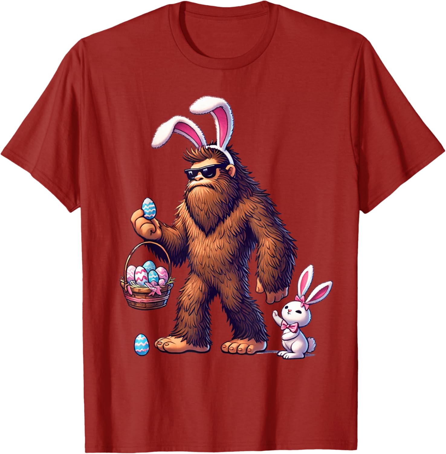 Bigfoot Sasquatch Bunny Easter Eggs T-Shirt for Kids and Men - 9