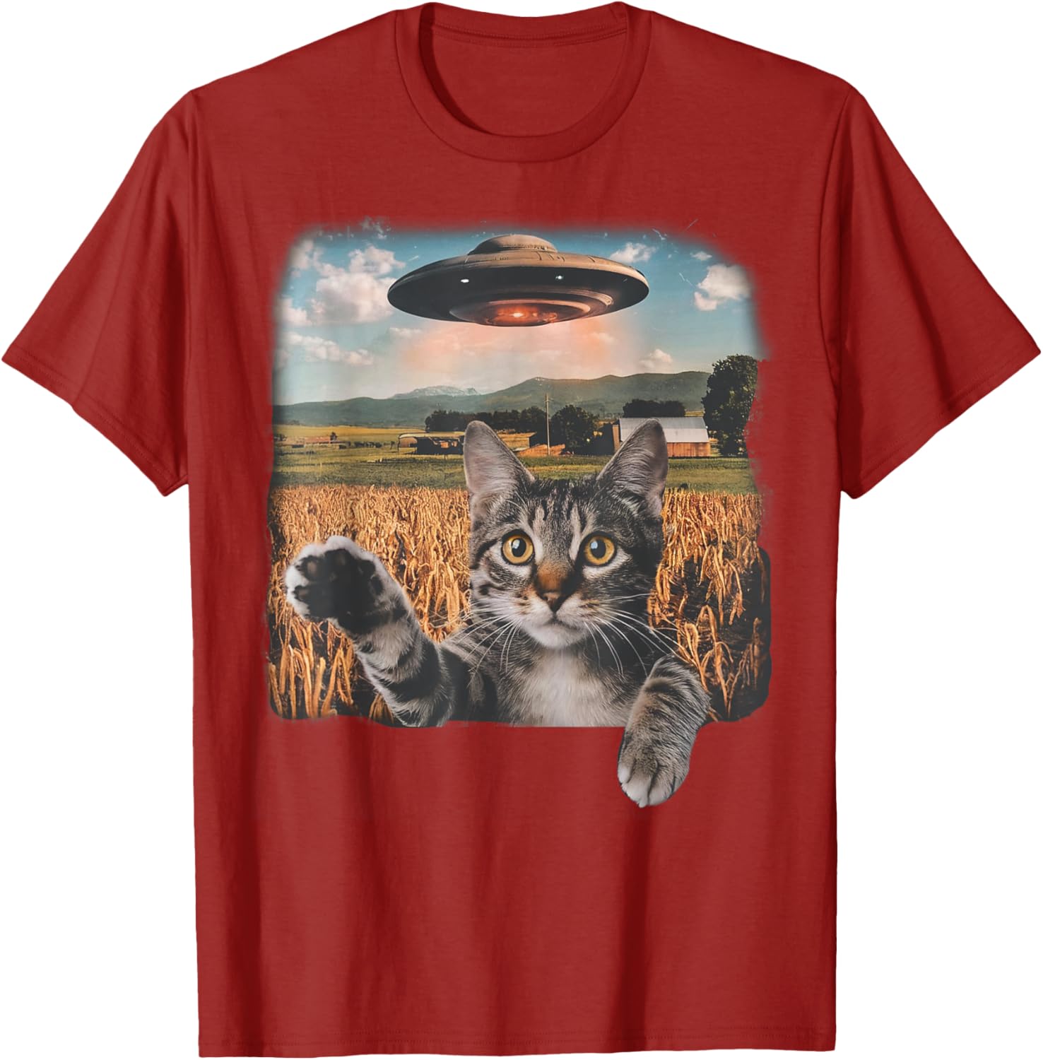 Cat Selfie with Alien UFO T-Shirt for Men, Women, and Kids - 21