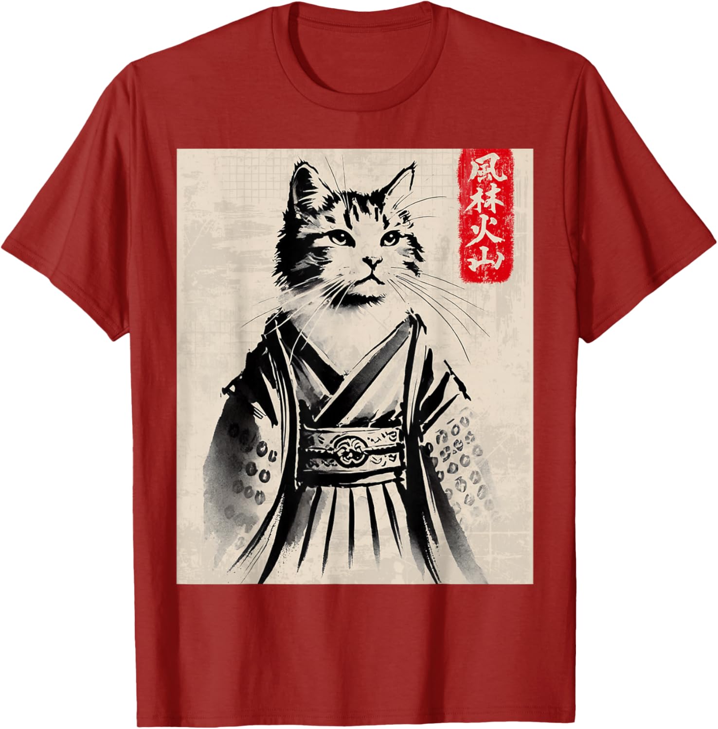Samurai Cat Ukiyo-e Warrior Art T-Shirt for Cat Lovers and Art Fans - 24