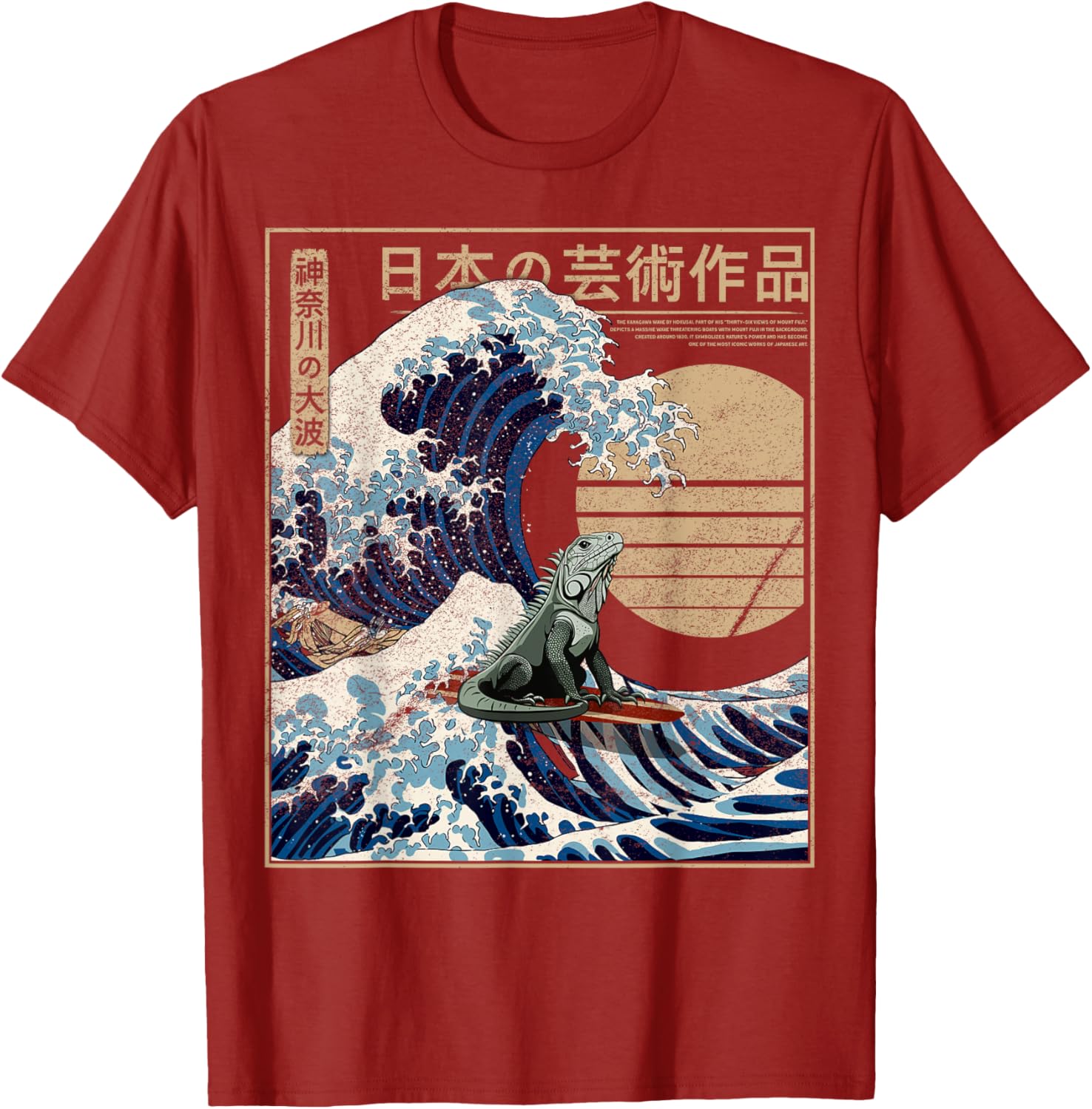 Funny Iguana Surfing The Great Wave Off Kanagawa T-Shirt for Beach Lovers - 19