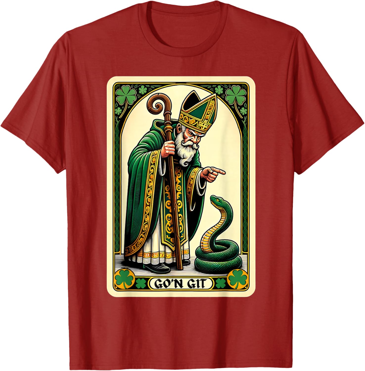 Funny St Patricks Day Tarot Card Go'n Git T-Shirt for Festive Fun - 3