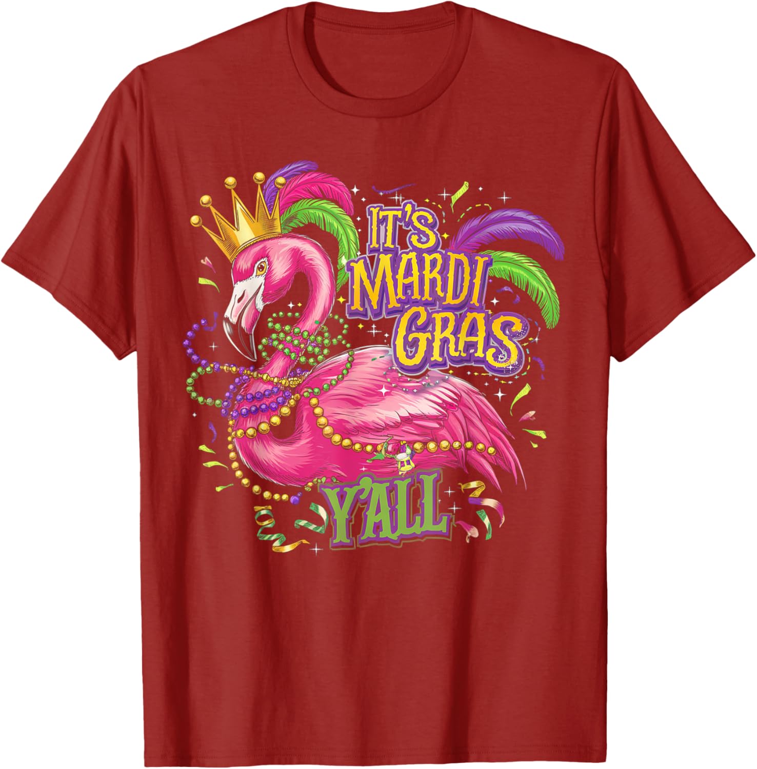 Mardi Gras Y'all Flamingo Costume T-Shirt for Fun Celebrations - 6