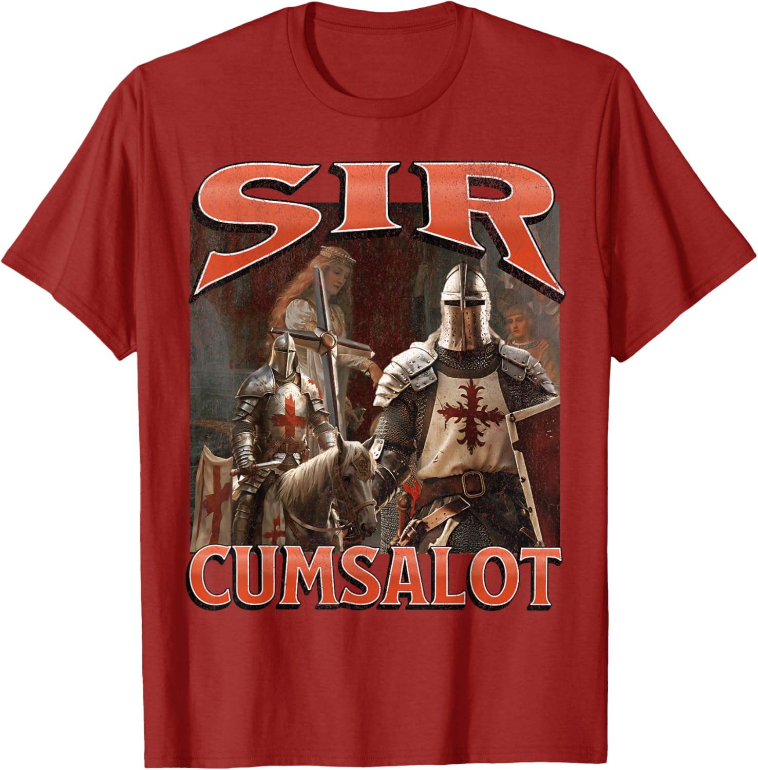 Humorous Sir Cumsalot Knight Meme Bootleg Graphic T-Shirt for Fun Fashion - 11