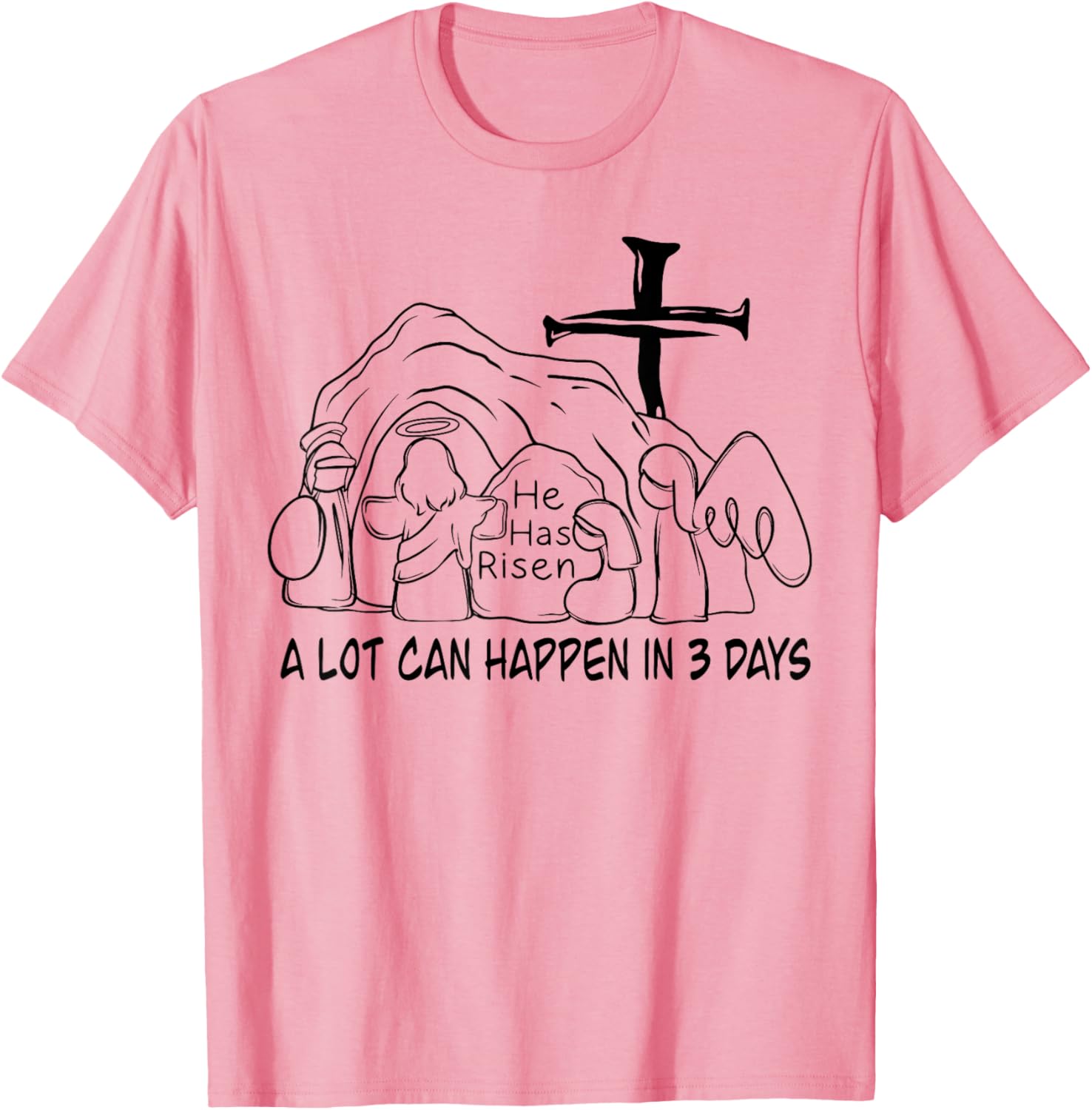 Retro Christian Easter T-Shirt A Lot Can Happen In 3 Days Fun Design - 13