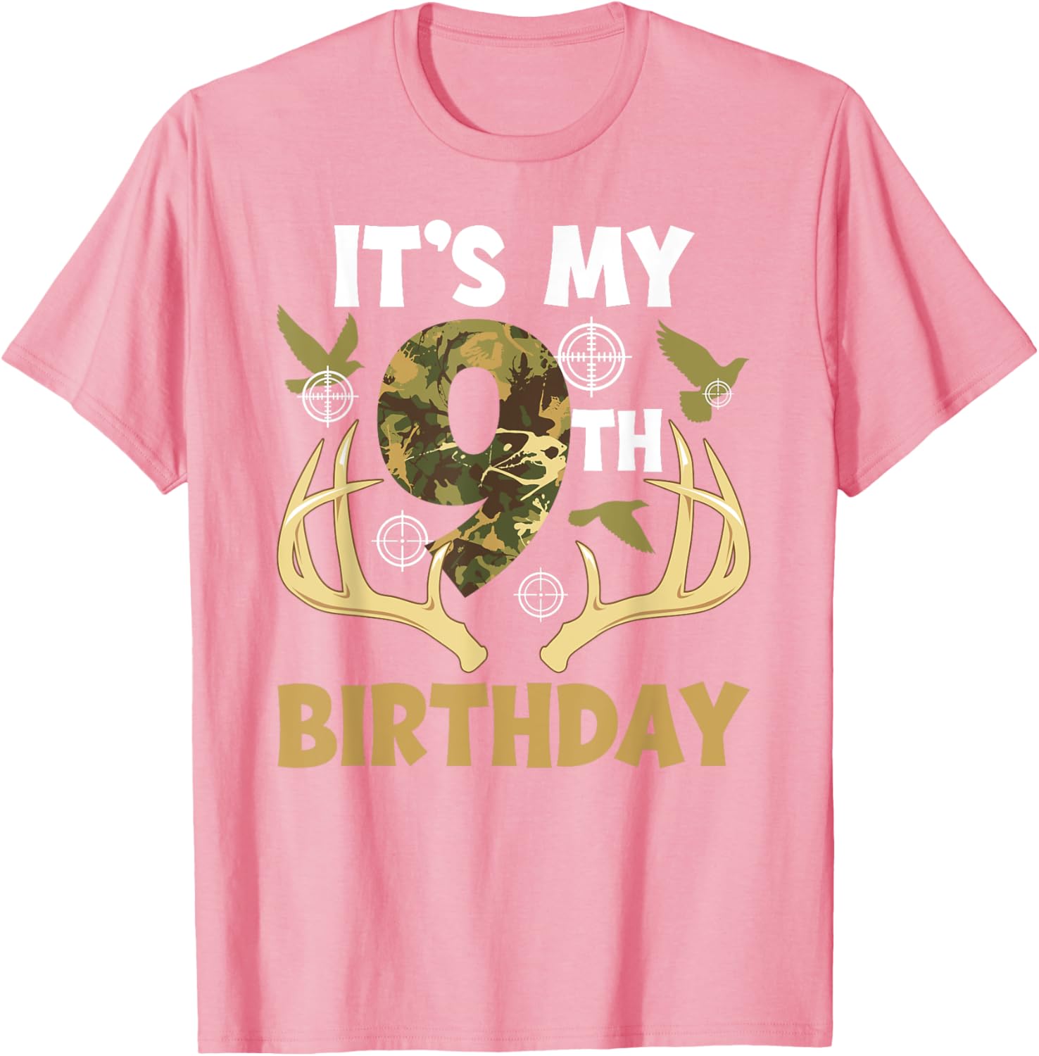 9th Birthday Hunting T-Shirt for Boys Fun Hunter Design Gift - 16