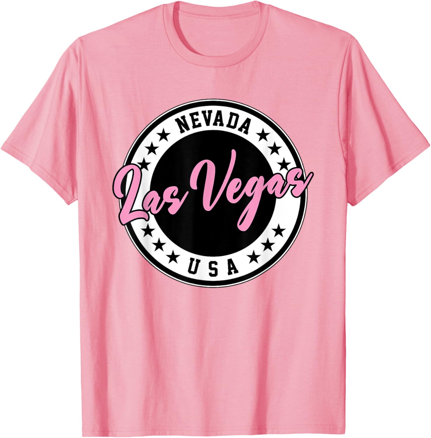 Las Vegas Nevada Pink Script Circle T-Shirt for Fun Fashion Lovers - 2