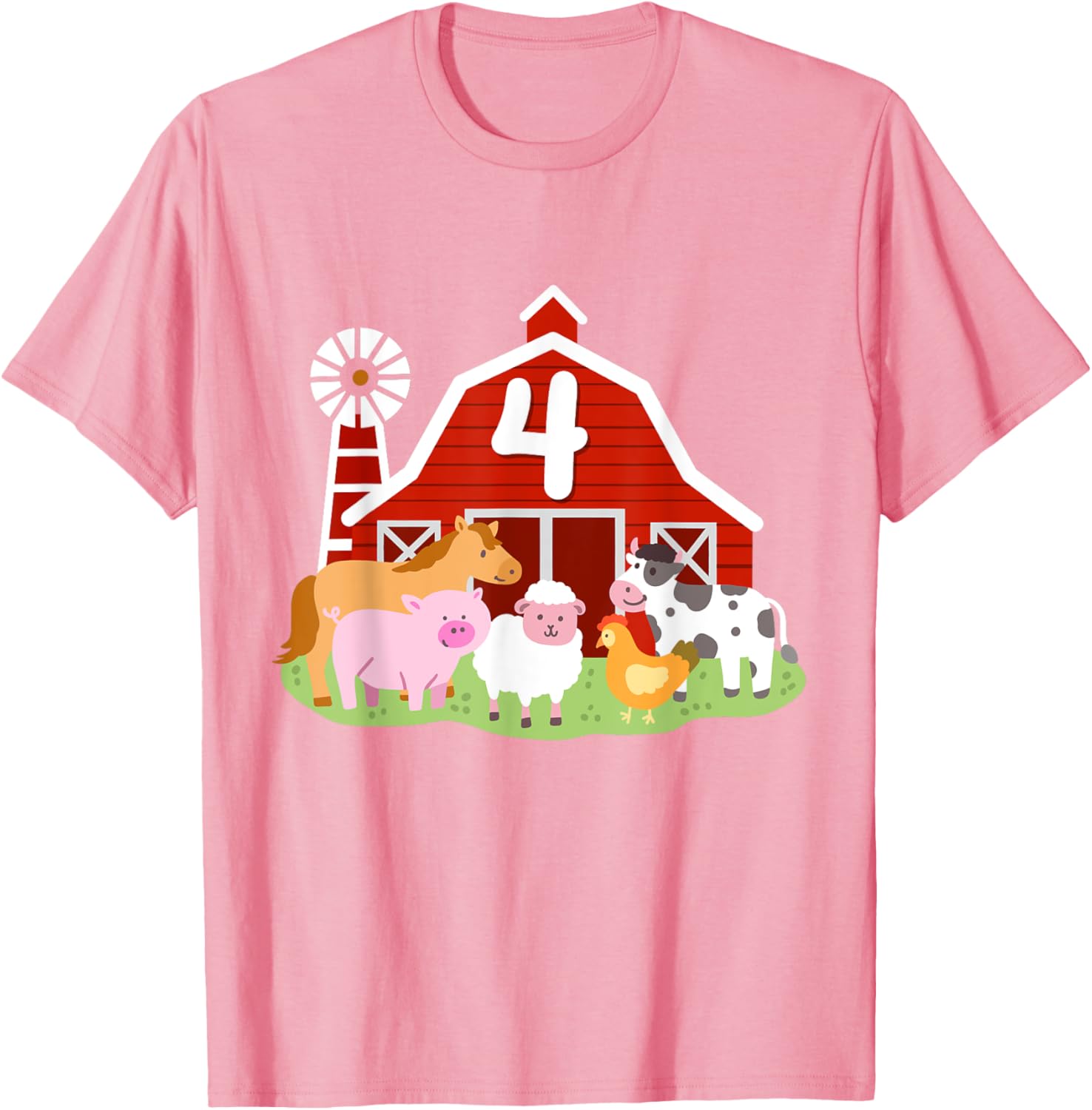 Adorable 4th Birthday Farm Animals T-Shirt for Boys Toddler Party Fun - 4