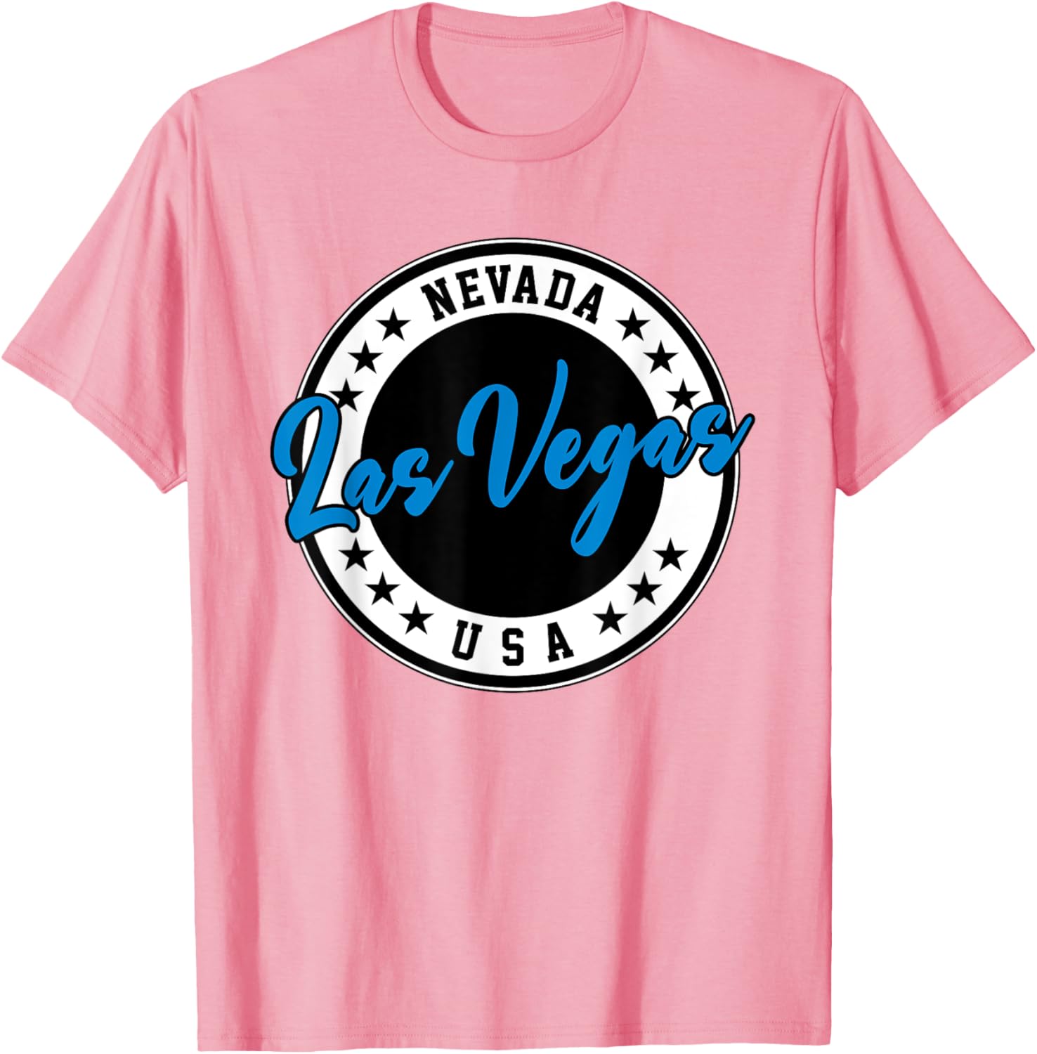Las Vegas Nevada Blue Circle Script T-Shirt for Casual Style Fans - 2