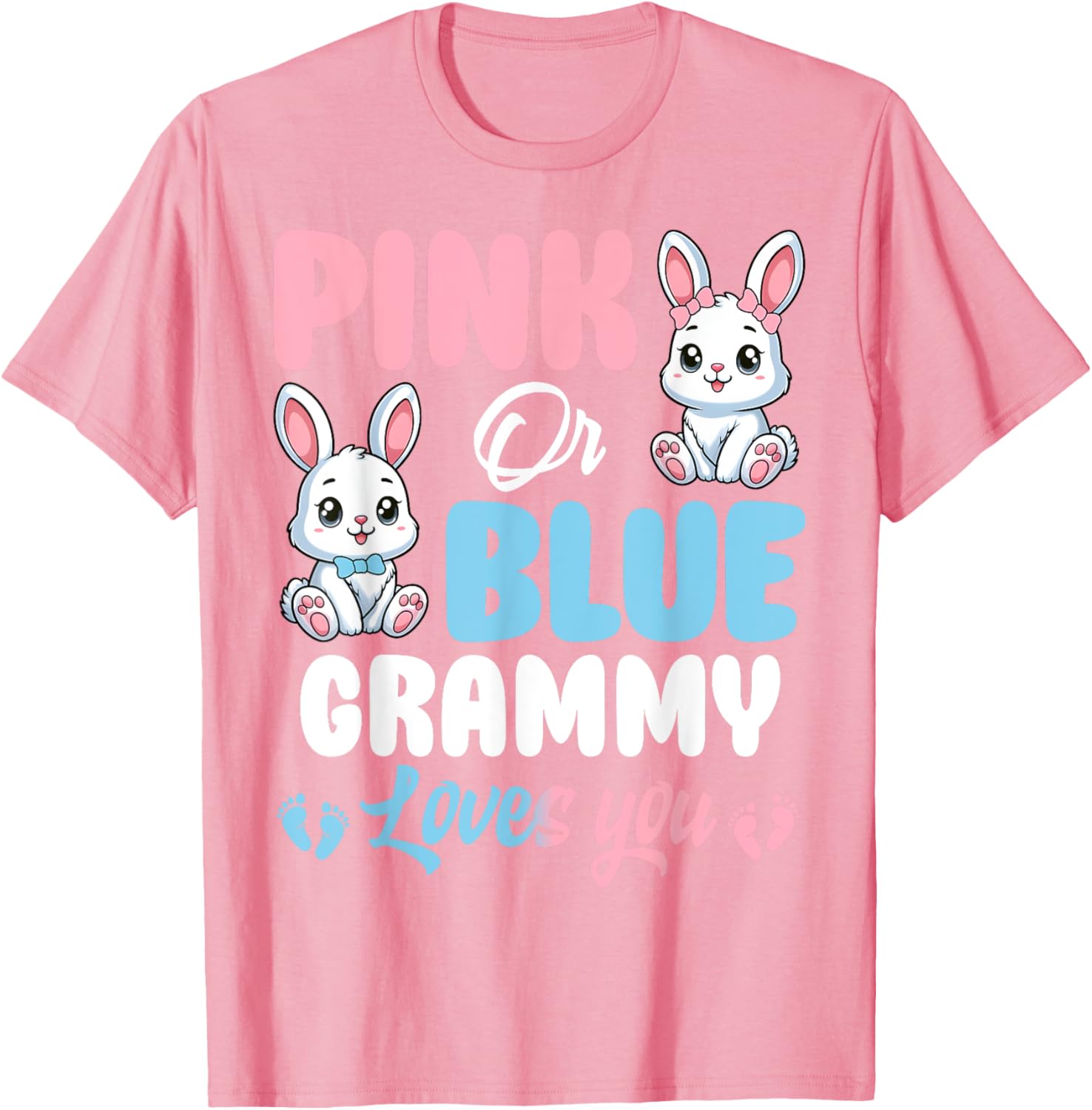 Pink or Blue Grammy Loves You Bunny Gender Reveal Party T-Shirt - 20