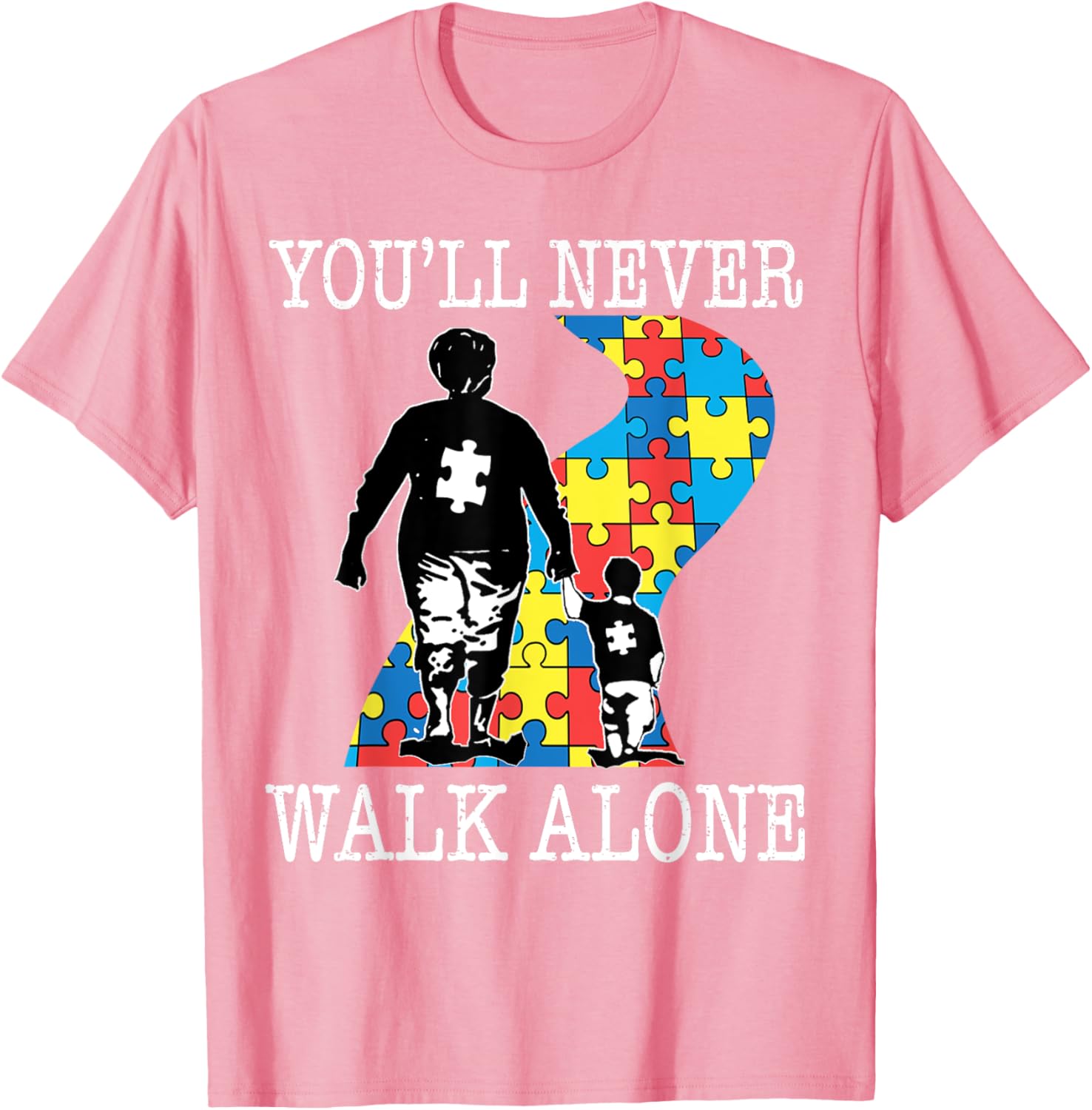Autism Grandma Support Alone Puzzle You'll Never Walk T-Shirt for Comfort - 4
