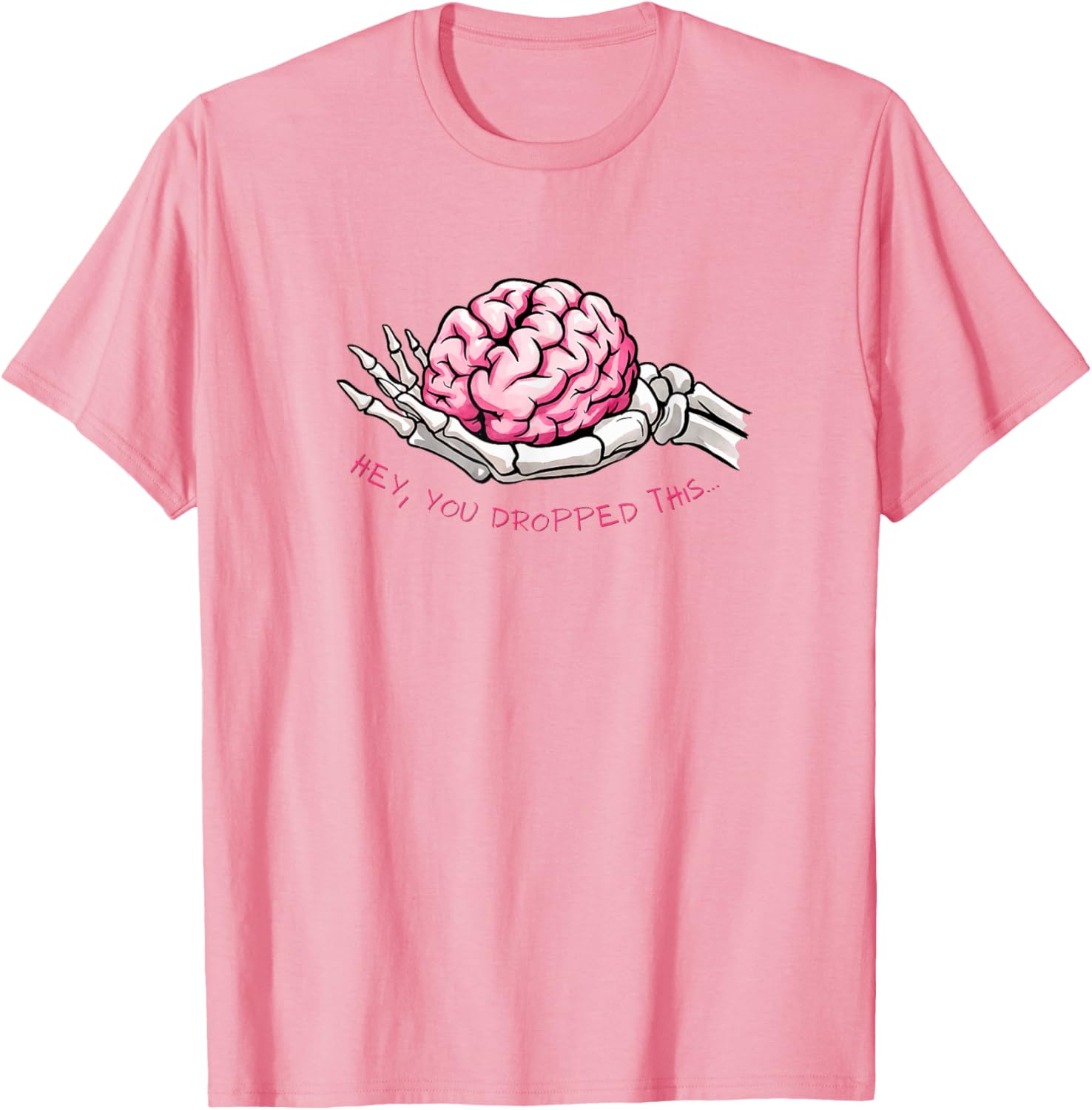 Funny Skeleton Hand Holding Brain T-Shirt for Unique Halloween Style - 4