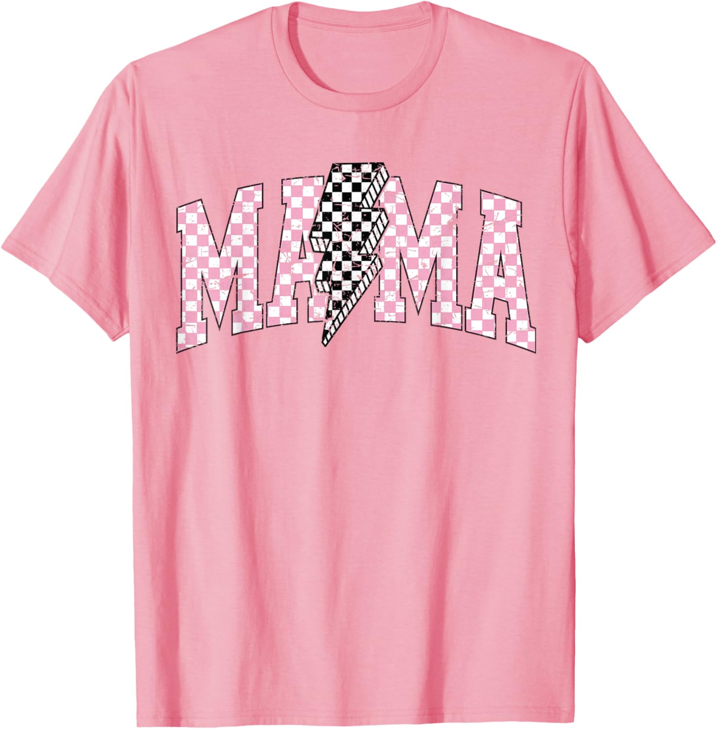 Retro Checkered Bolt Mama T-Shirt for Women, Men, Girls, and Kids - 20
