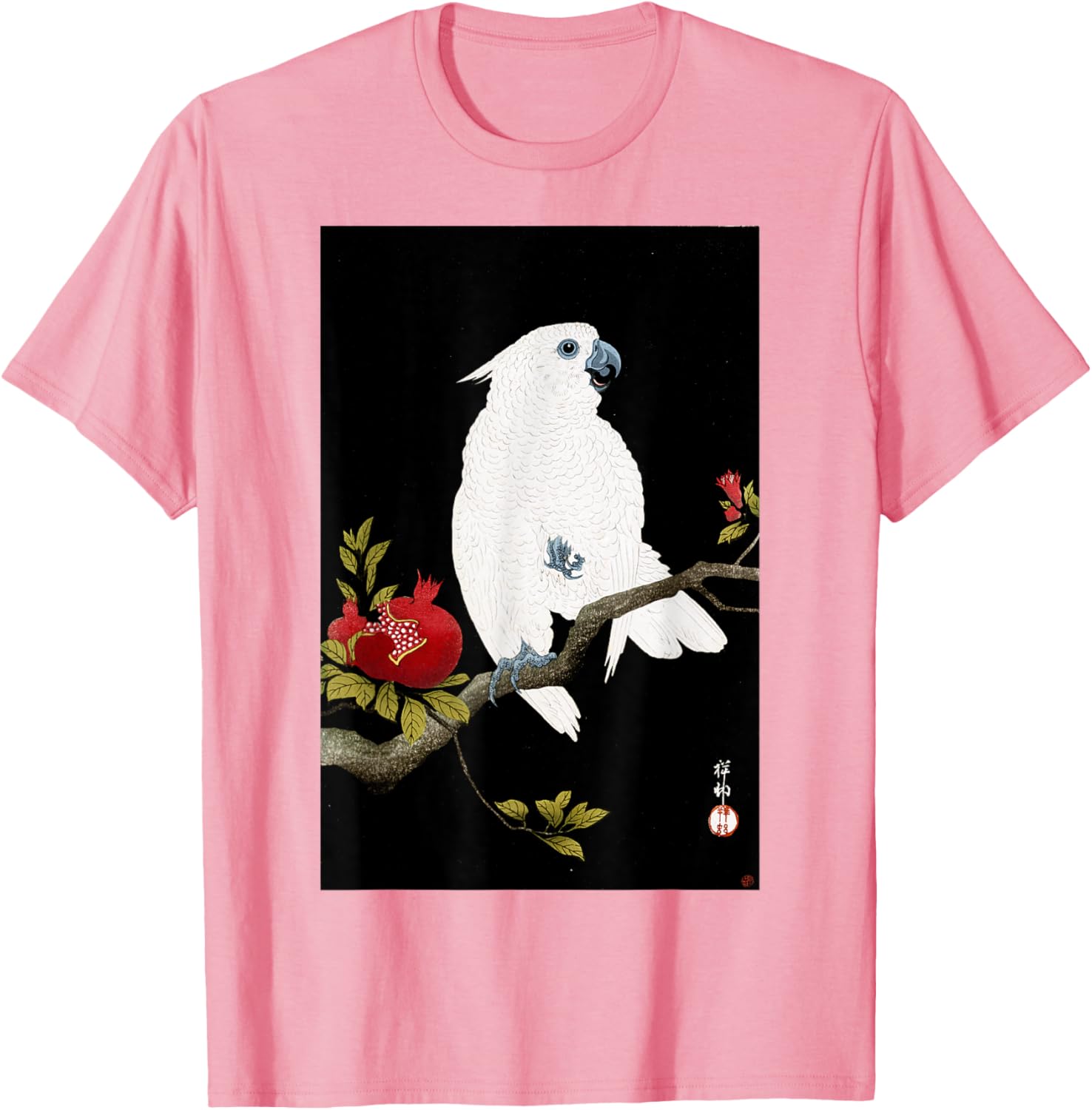 Koson Ohara Cockatoo and Pomegranate Japanese Art Bird T-Shirt - 10