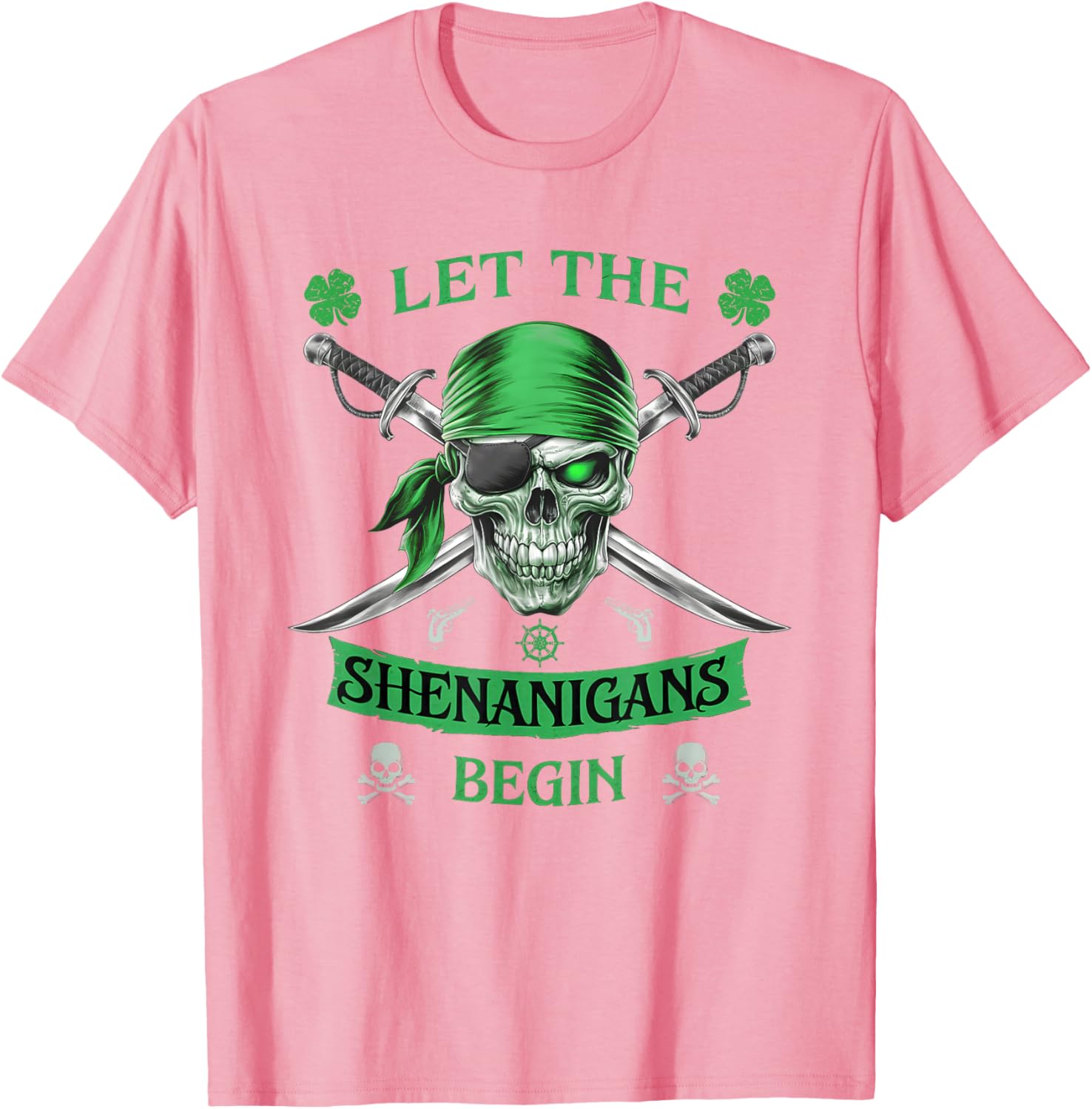 Pirate St Patricks Day Skull T-Shirt for Men Let the Shenanigans Begin - 15