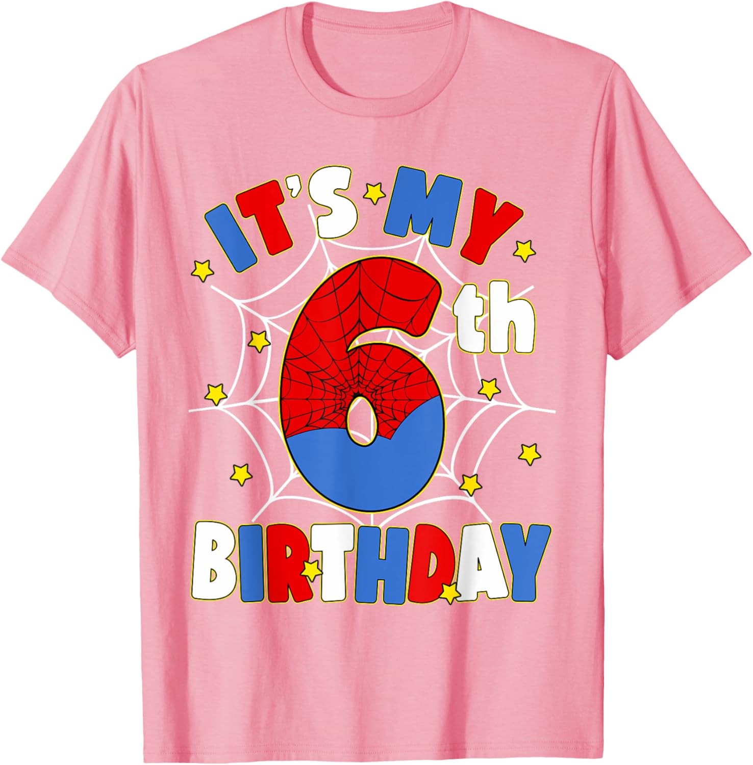 Kids Boys Spider Theme 6th Birthday Party T-Shirt for Fun Celebrations - 13