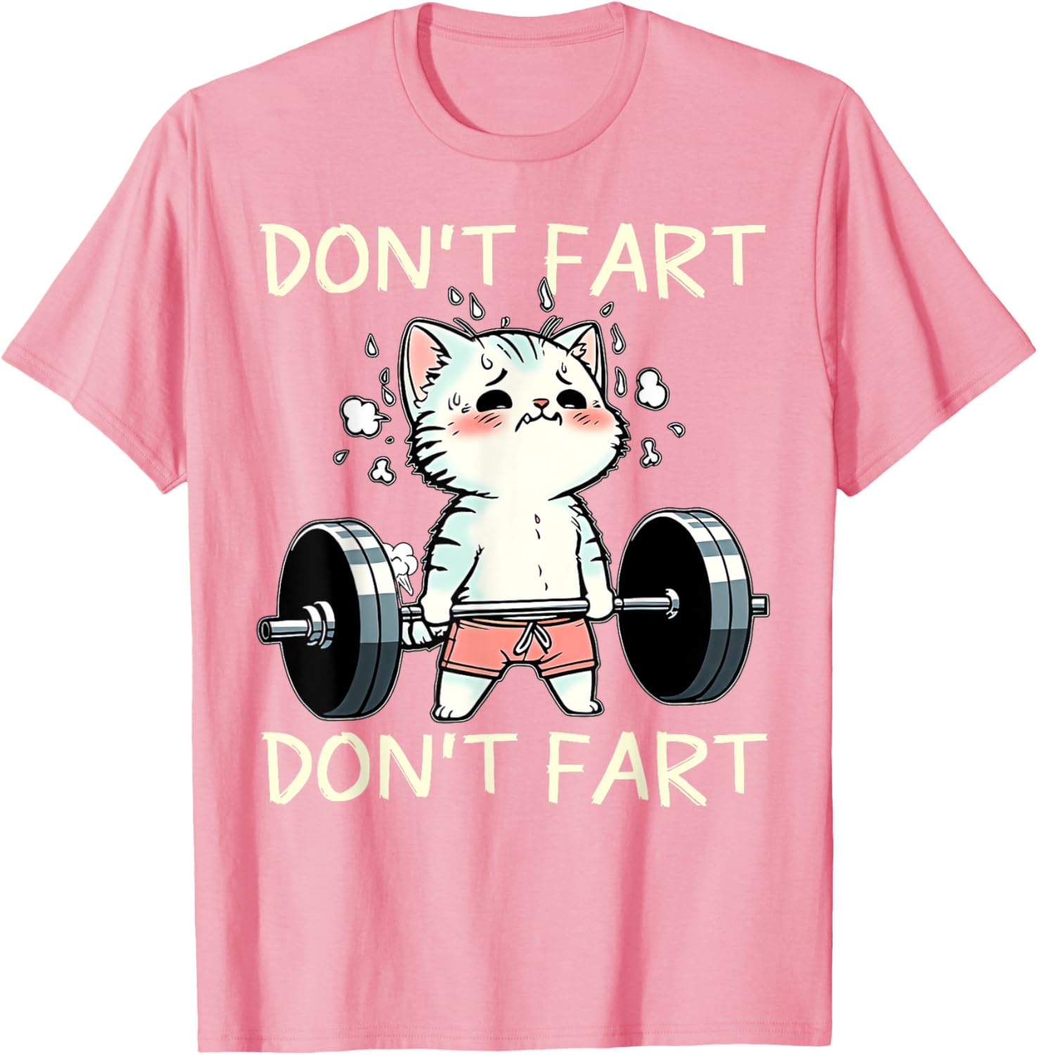Funny Don't Fart Cat Weight Lifting T-Shirt for Fitness Lovers - 16