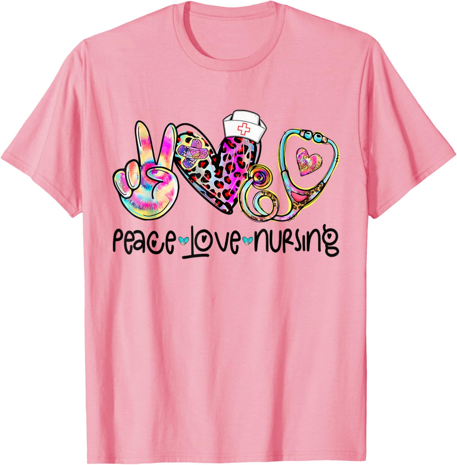 Peace Love Nursing Stethoscope T-Shirt for Nurse Week 2025 Perfect Gift - 18