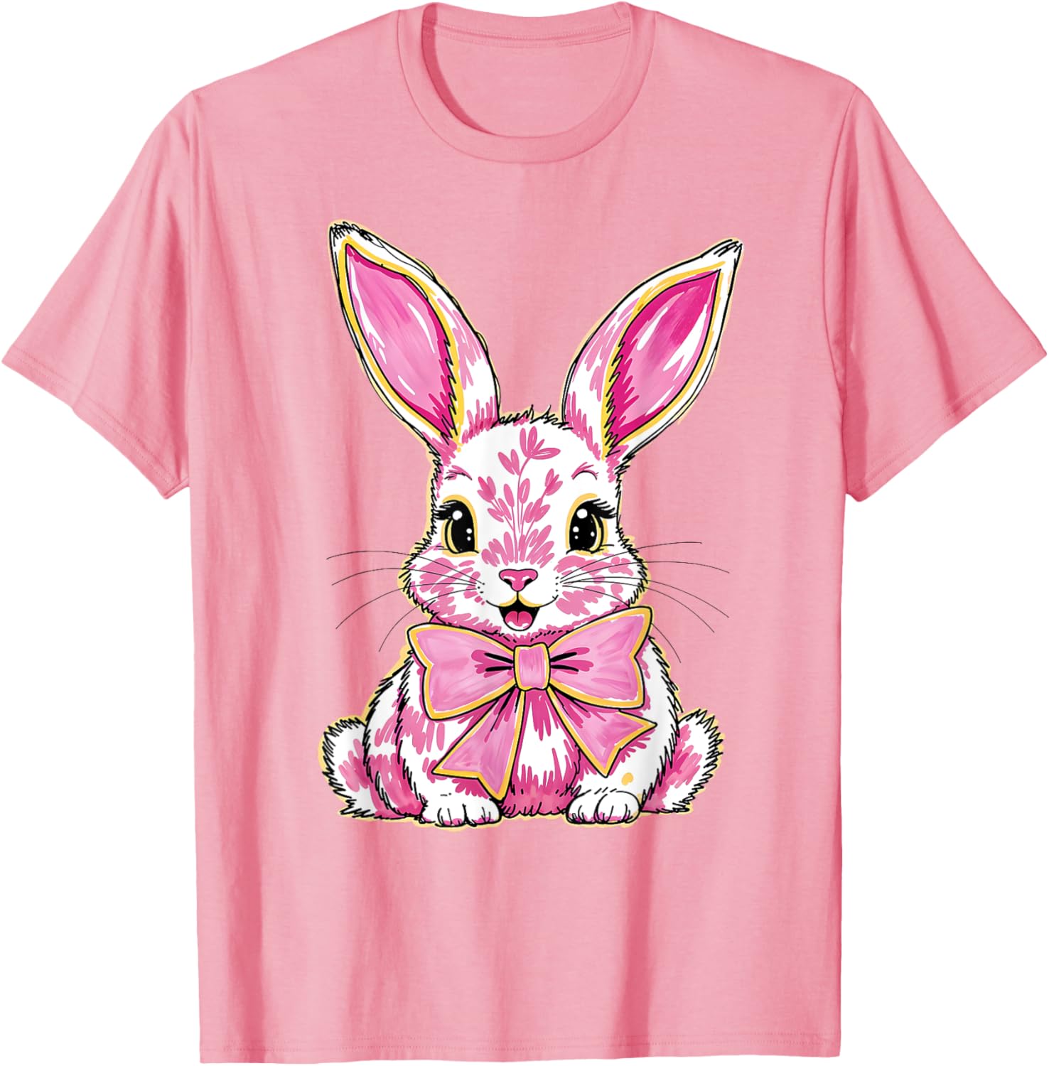Happy Easter Bunny Coquette Bow Preppy T-Shirt for Women and Girls - 11