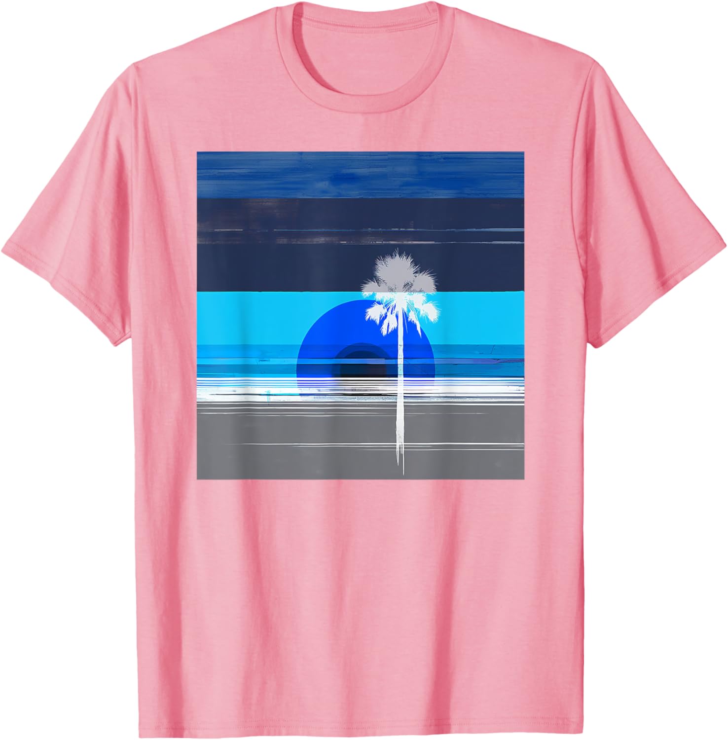 Stylish Palm Tree Tropical Landscape Abstract Art T-Shirt for Trendy Wear - 8