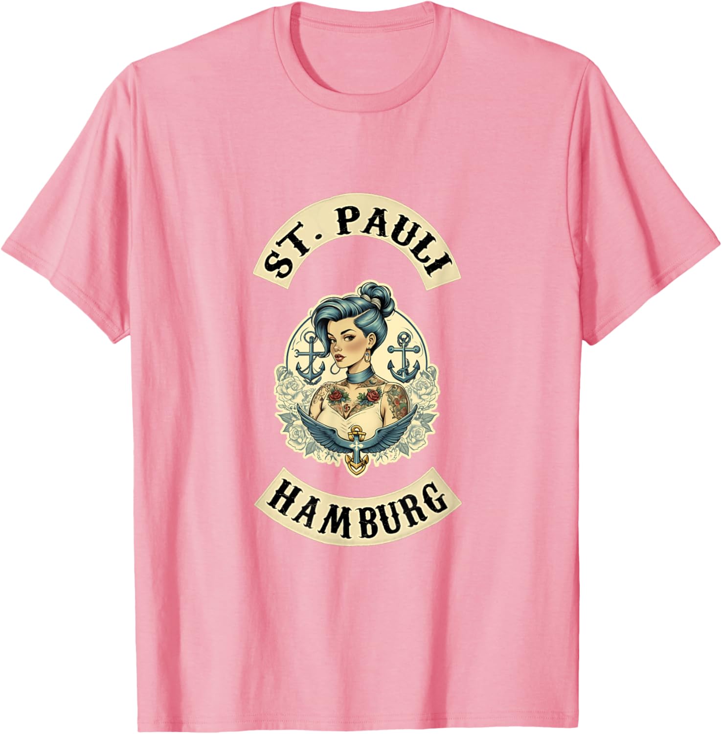 Hamburg St. Pauli Reeperbahn Sailor Tattoo Girl T-Shirt for Fans - 23