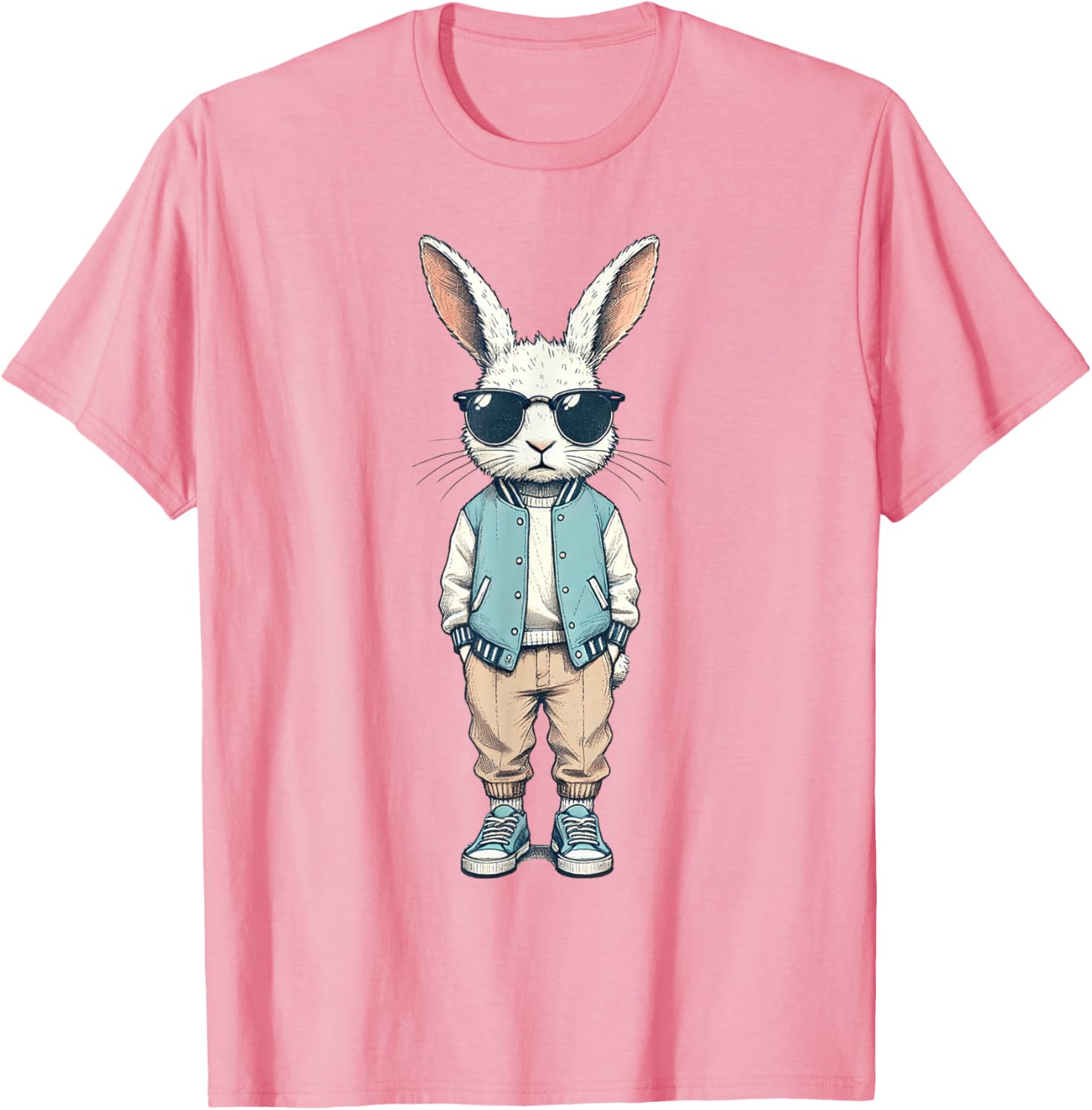 Boys Easter Bunny Rabbit T-Shirt with Sunglasses for Kids and Men - 8