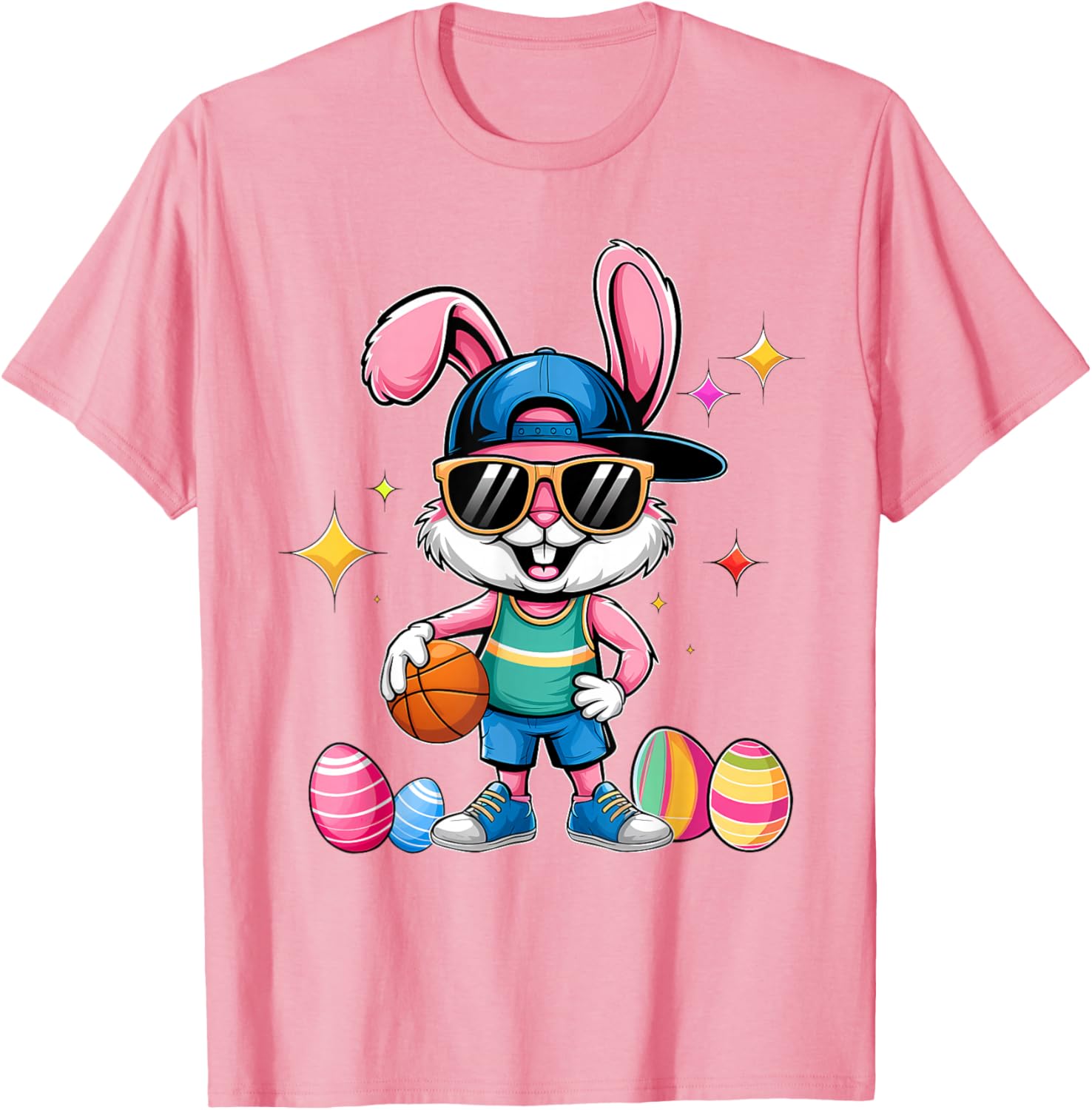 Happy Easter Bunny Basketball T-Shirt for Kids - Fun Sporty Design - 16