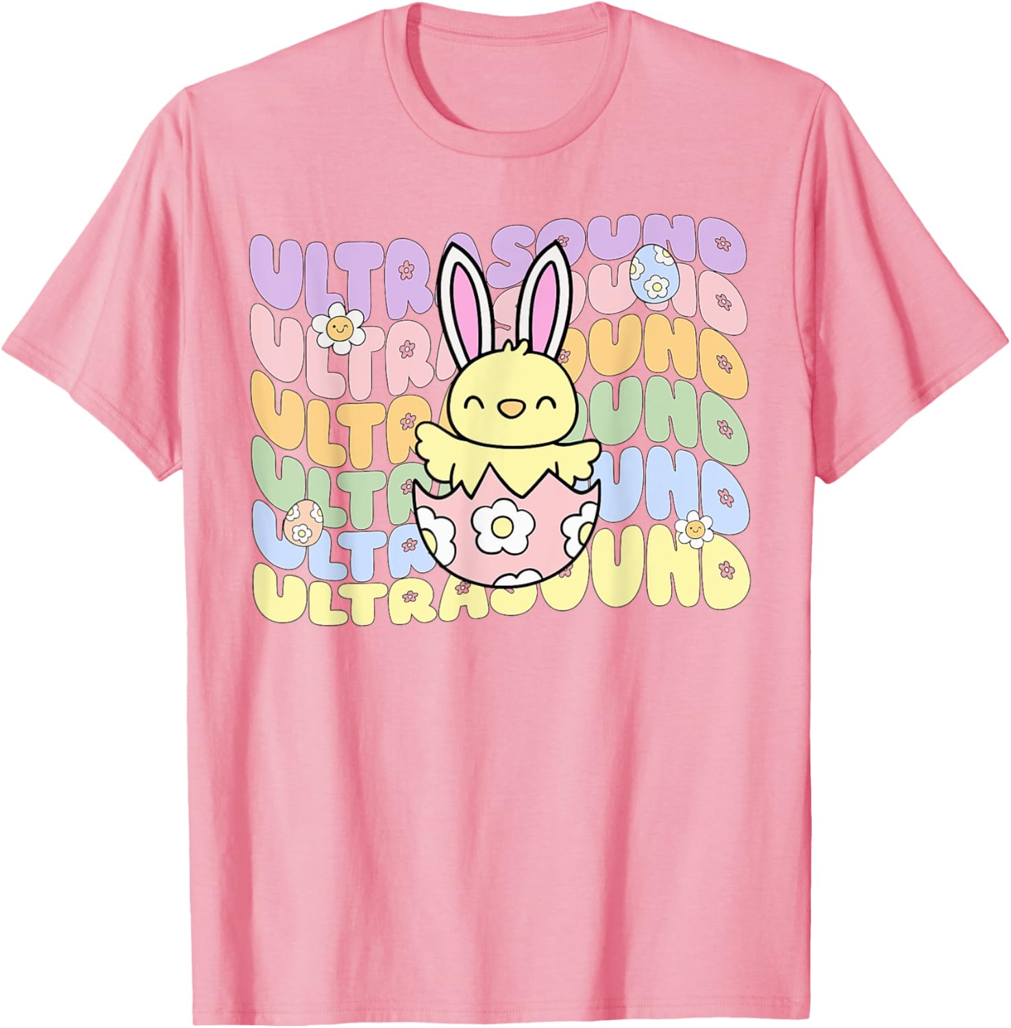 Groovy Easter Sonographer Bunny Chick Eggs T-Shirt for Ultrasound Lovers - 18