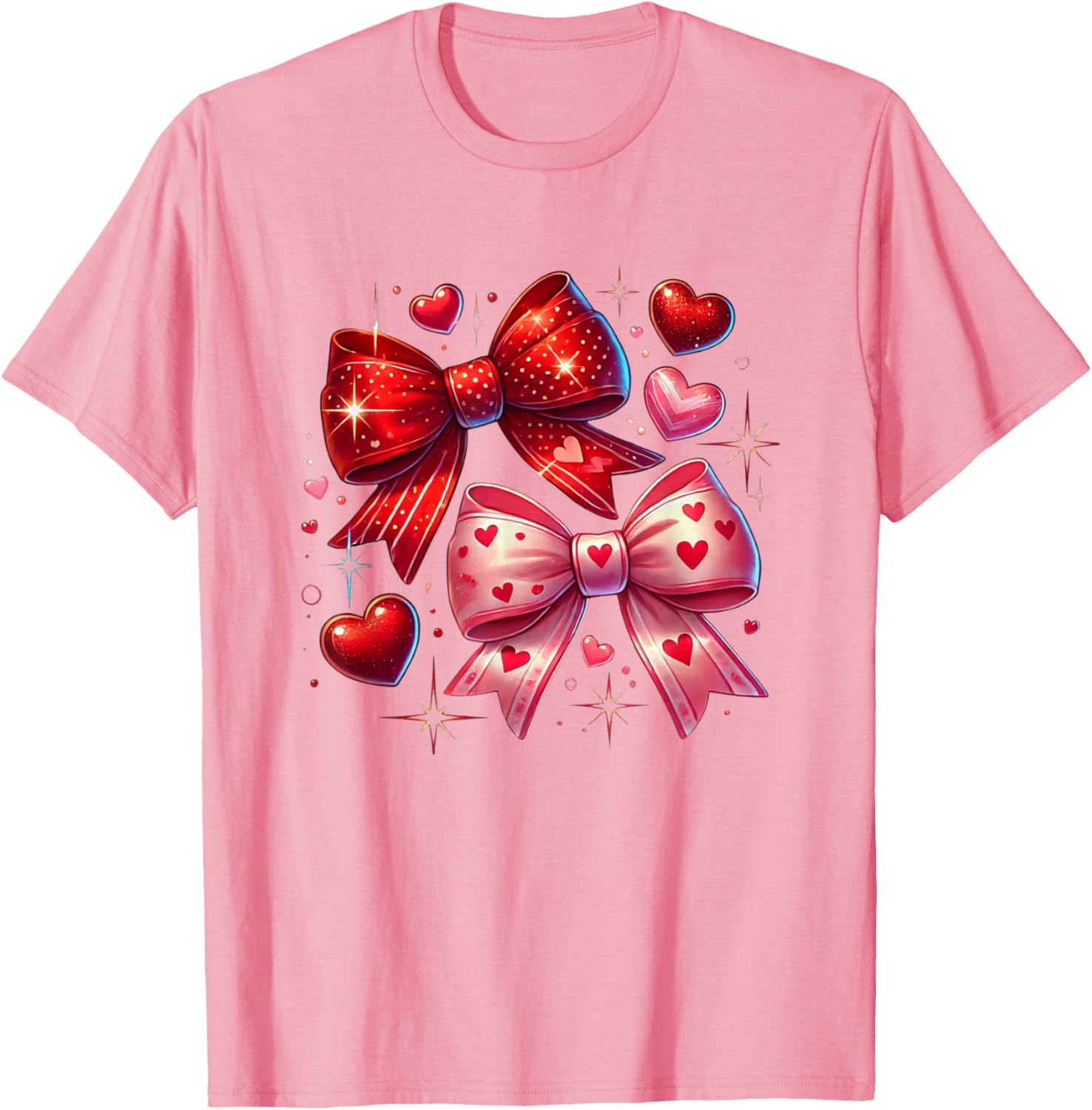 Heart Bows and Stars Romantic Love T-Shirt for Couples and Gifting - 6