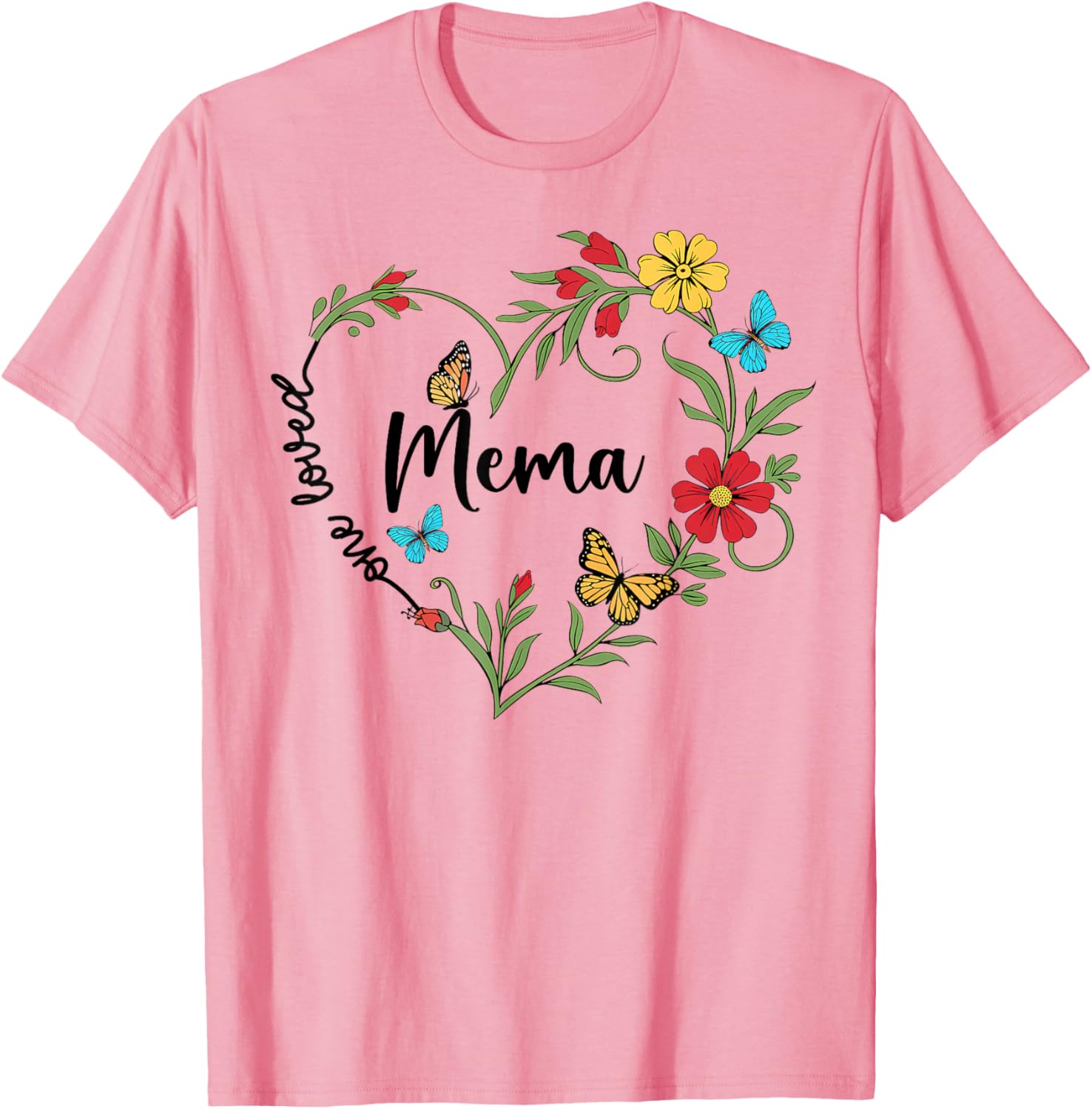 Floral One Loved Mema Heart T-Shirt for Mom and Grandma on Mother's Day - 11