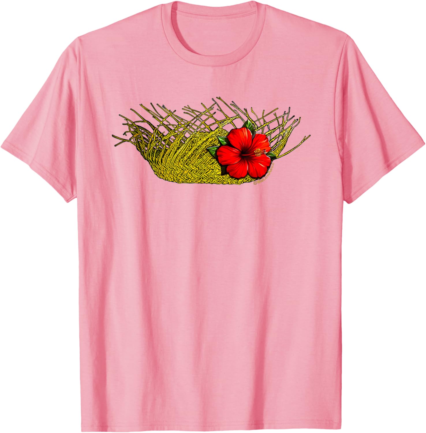 Puerto Rican Jibaro Pava Hat and Vibrant Maga Flower T-Shirt Combo - 14